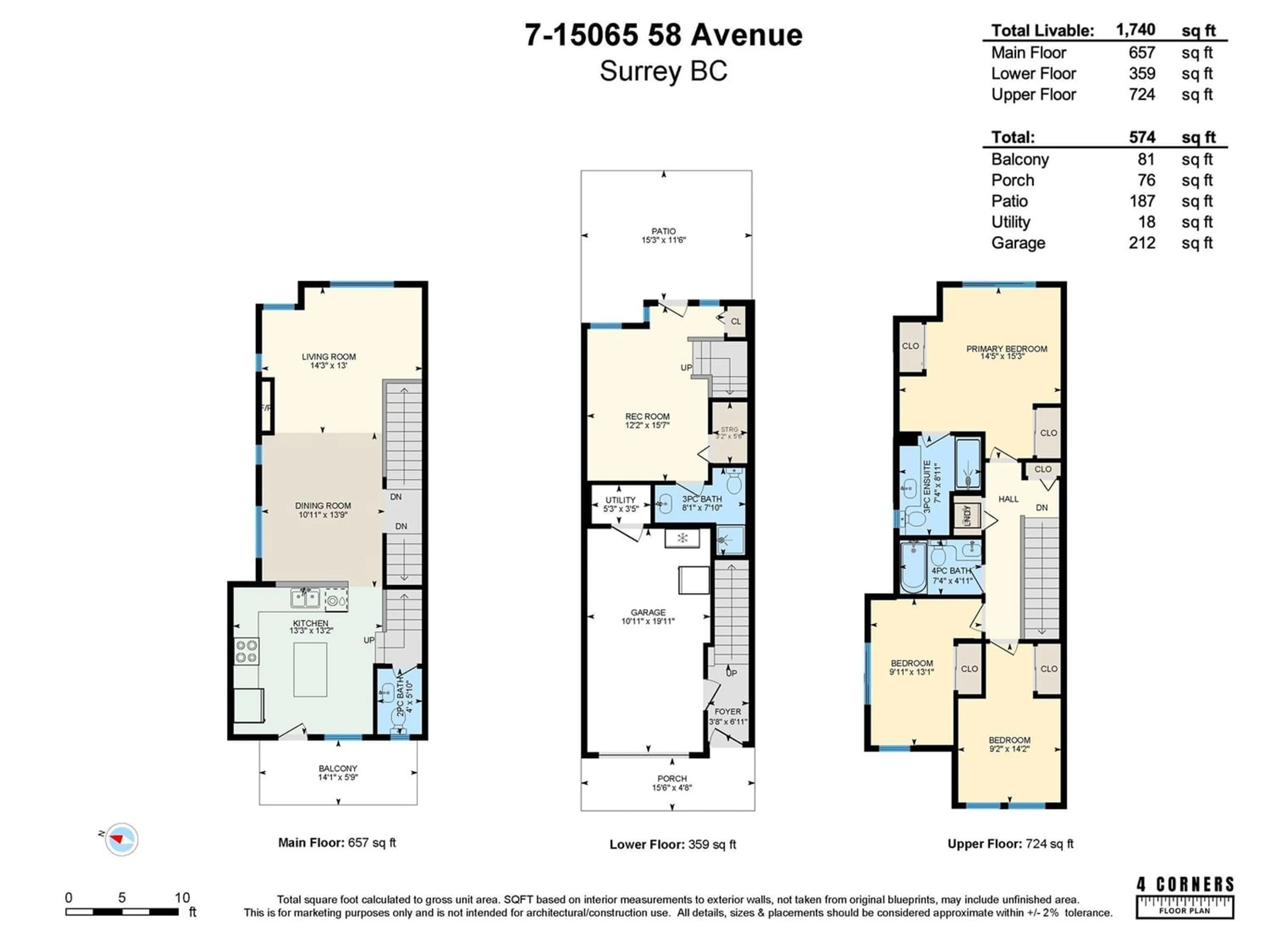 Floor plan for 7 15065 58 AVENUE, Surrey British Columbia V3S8Z5