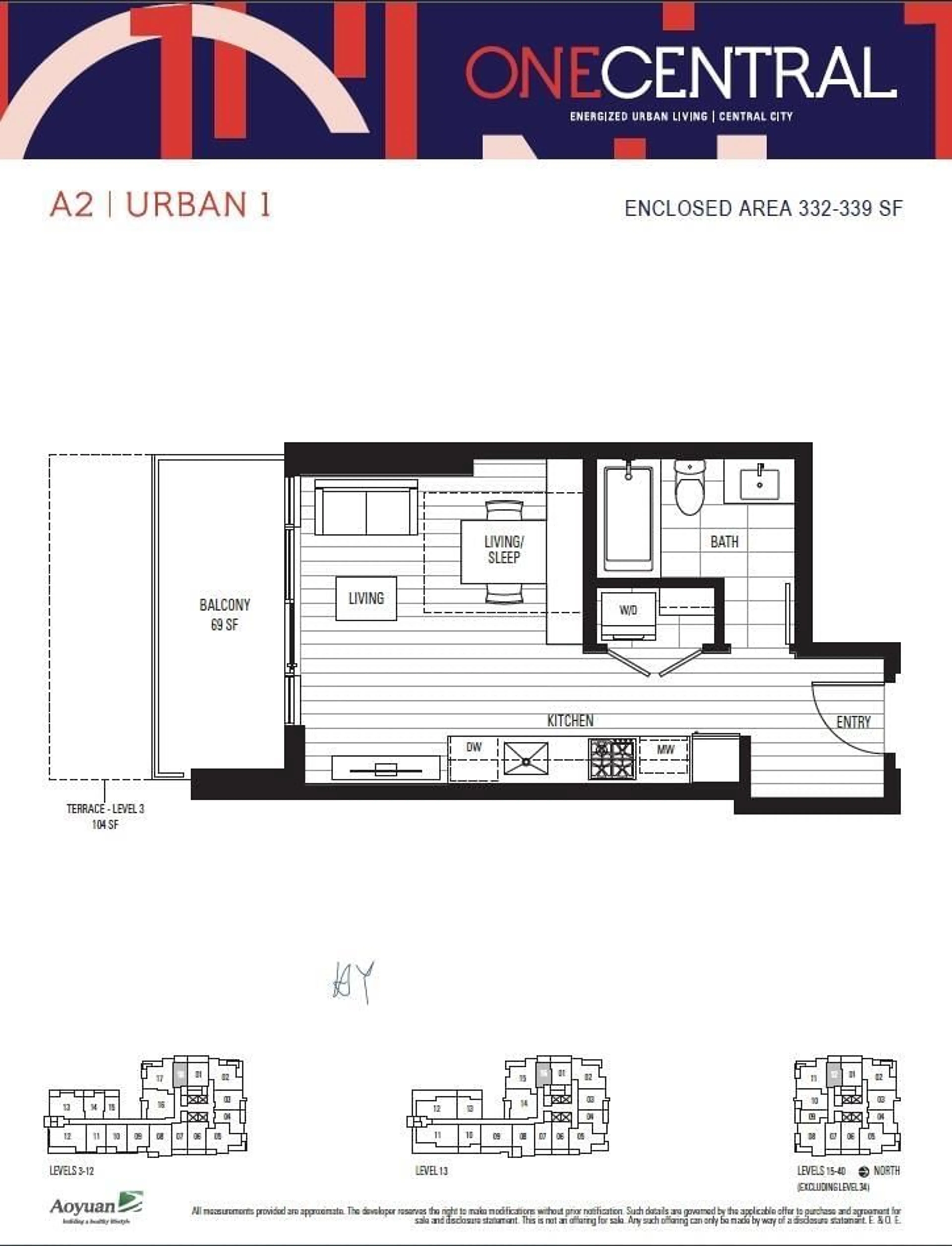 Floor plan for 2512 13350 CENTRAL AVENUE, Surrey British Columbia V3T0S1