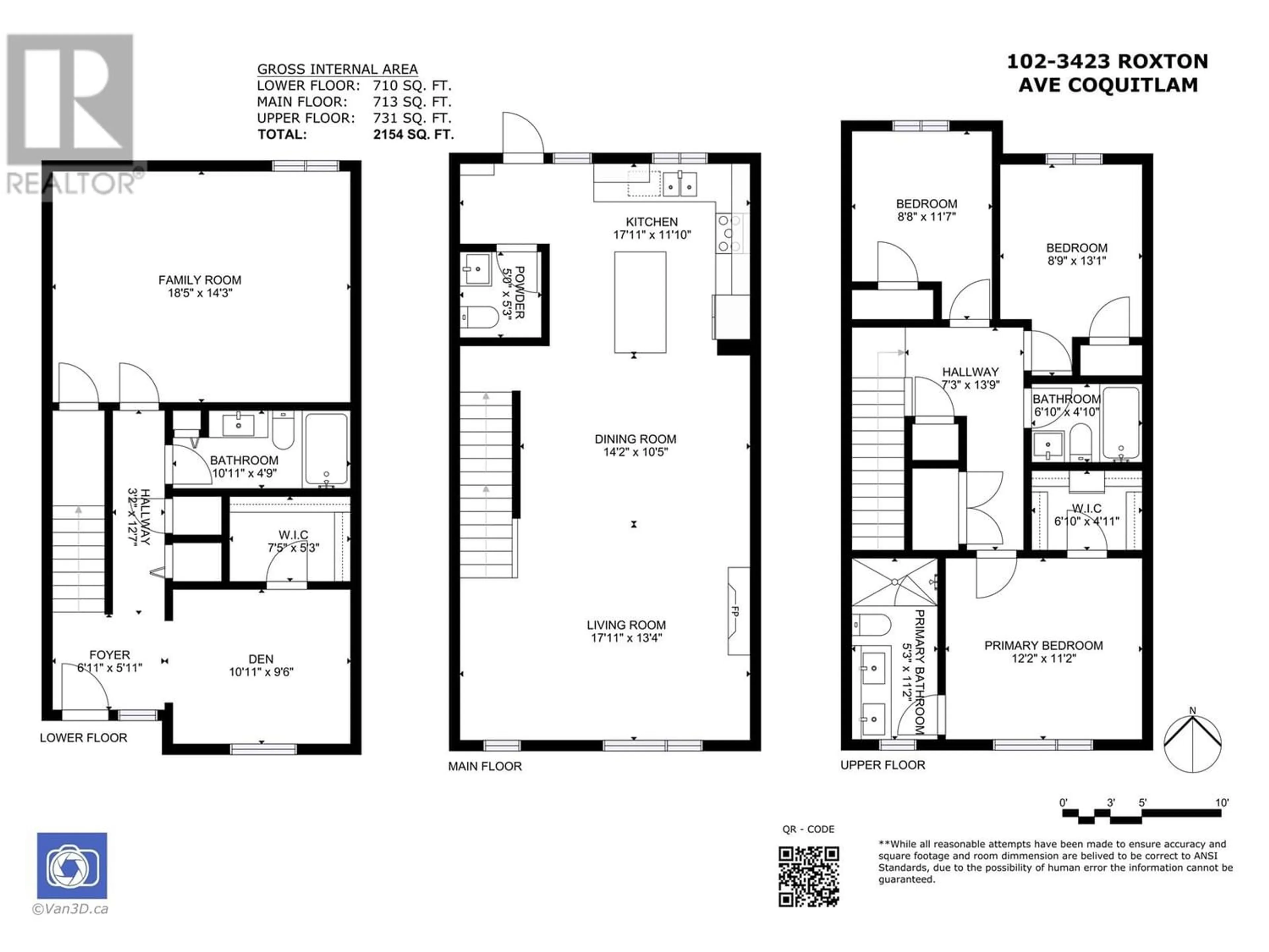 Floor plan for 102 3423 ROXTON AVENUE, Coquitlam British Columbia V3B0G7