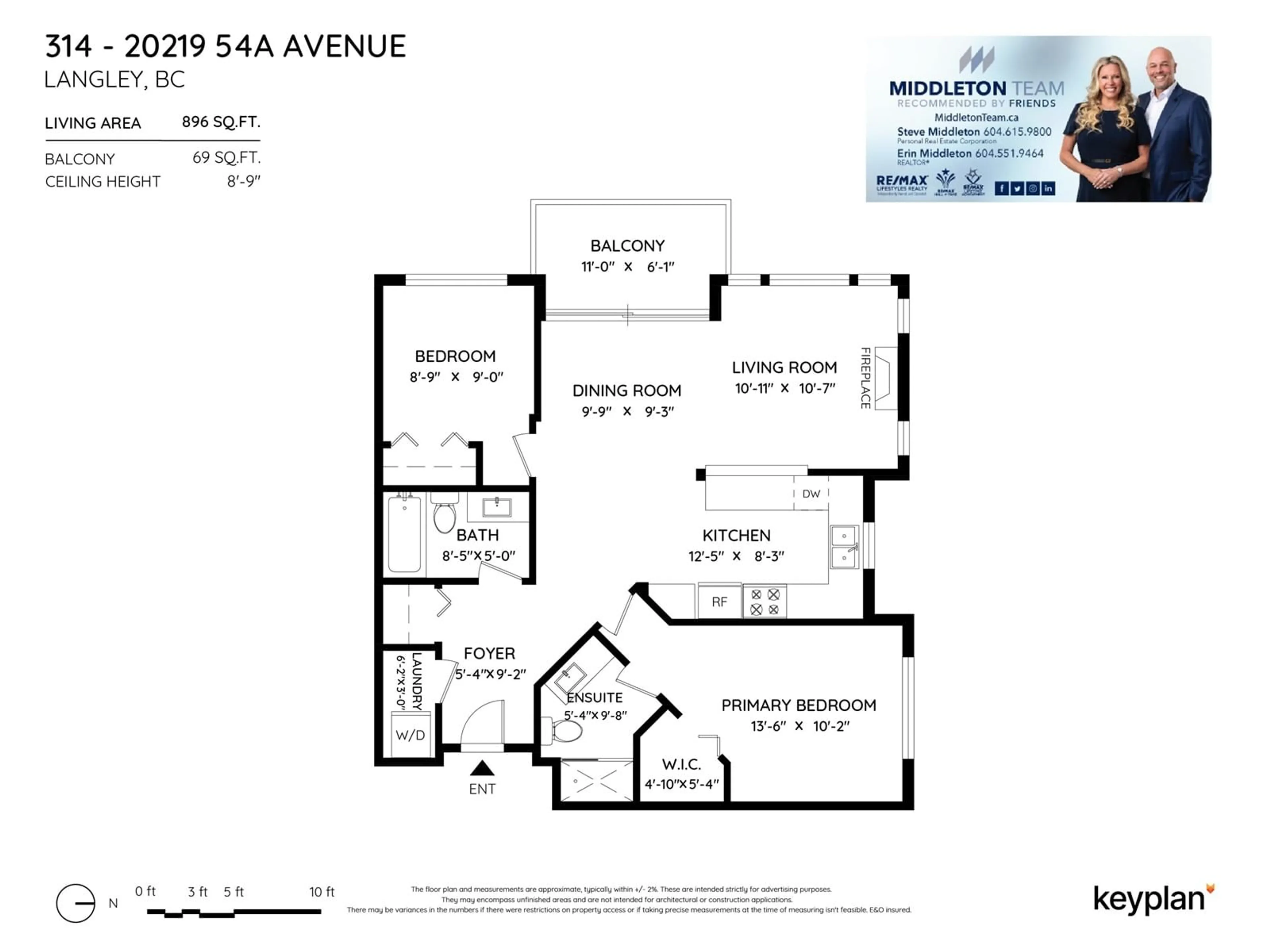 Floor plan for 314 20219 54A AVENUE, Langley British Columbia V3A0C7