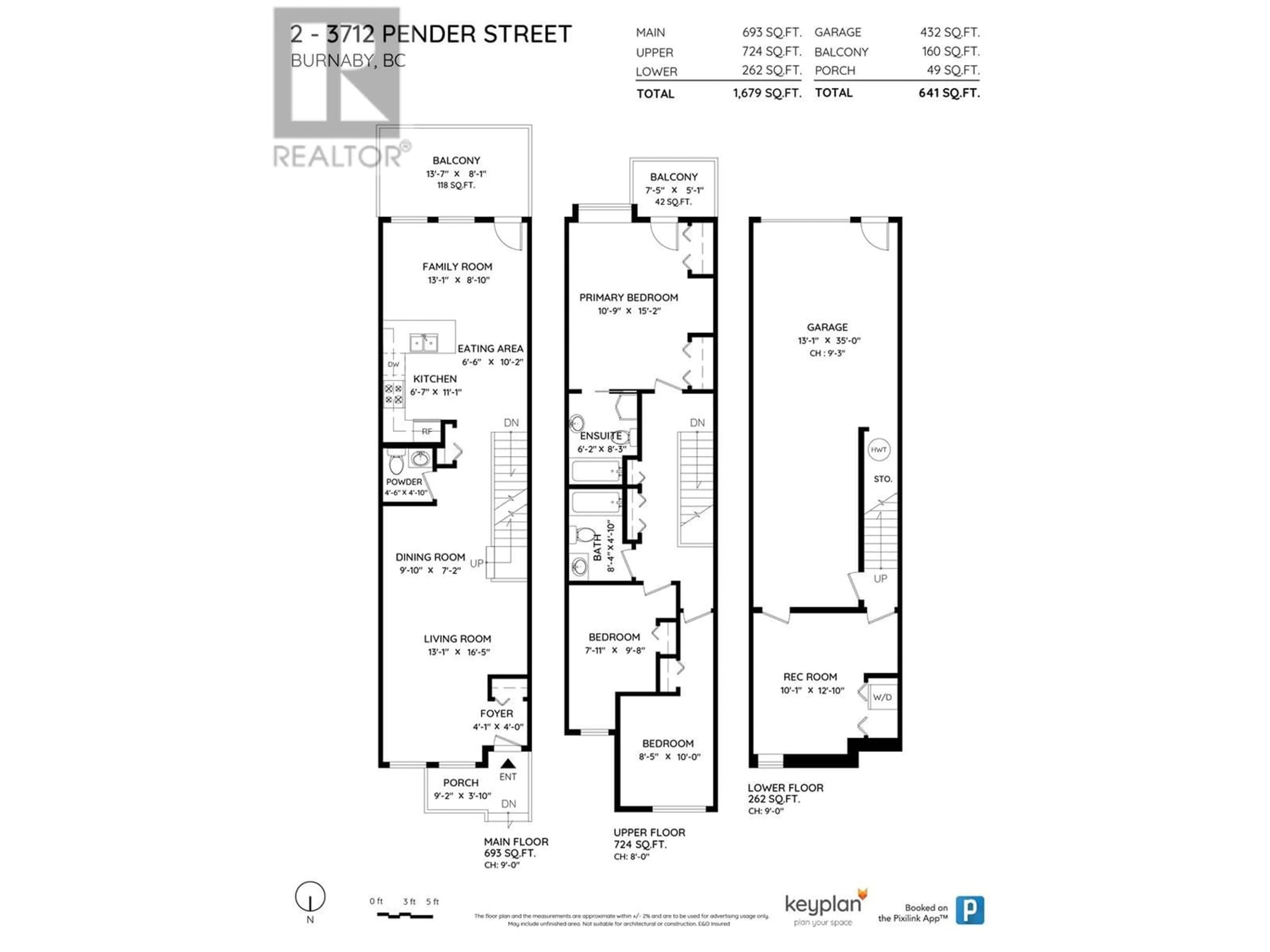 Floor plan for 2 3712 PENDER STREET, Burnaby British Columbia V5C2L3