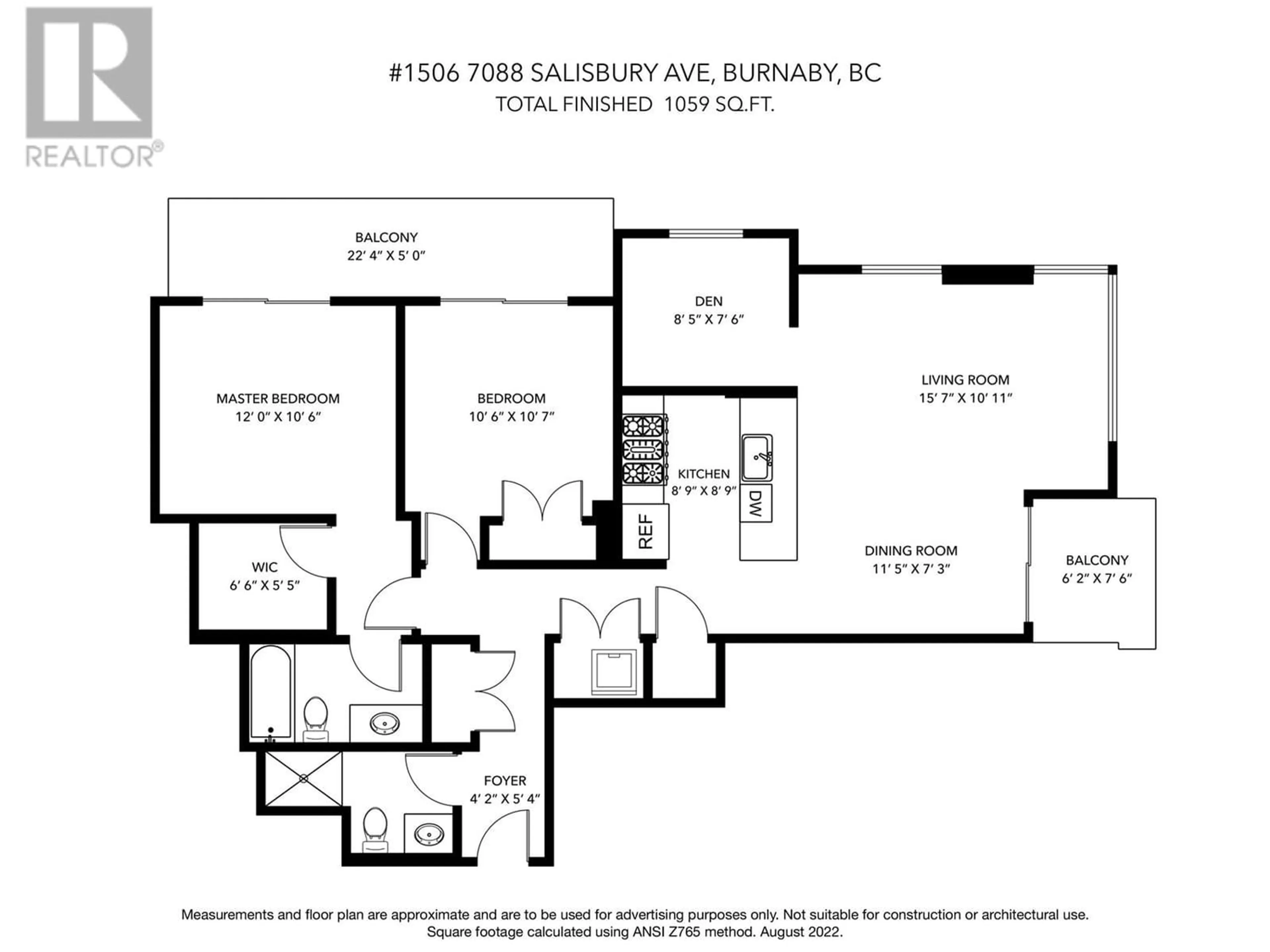 Floor plan for 1506 7088 SALISBURY AVENUE, Burnaby British Columbia V5E0A4