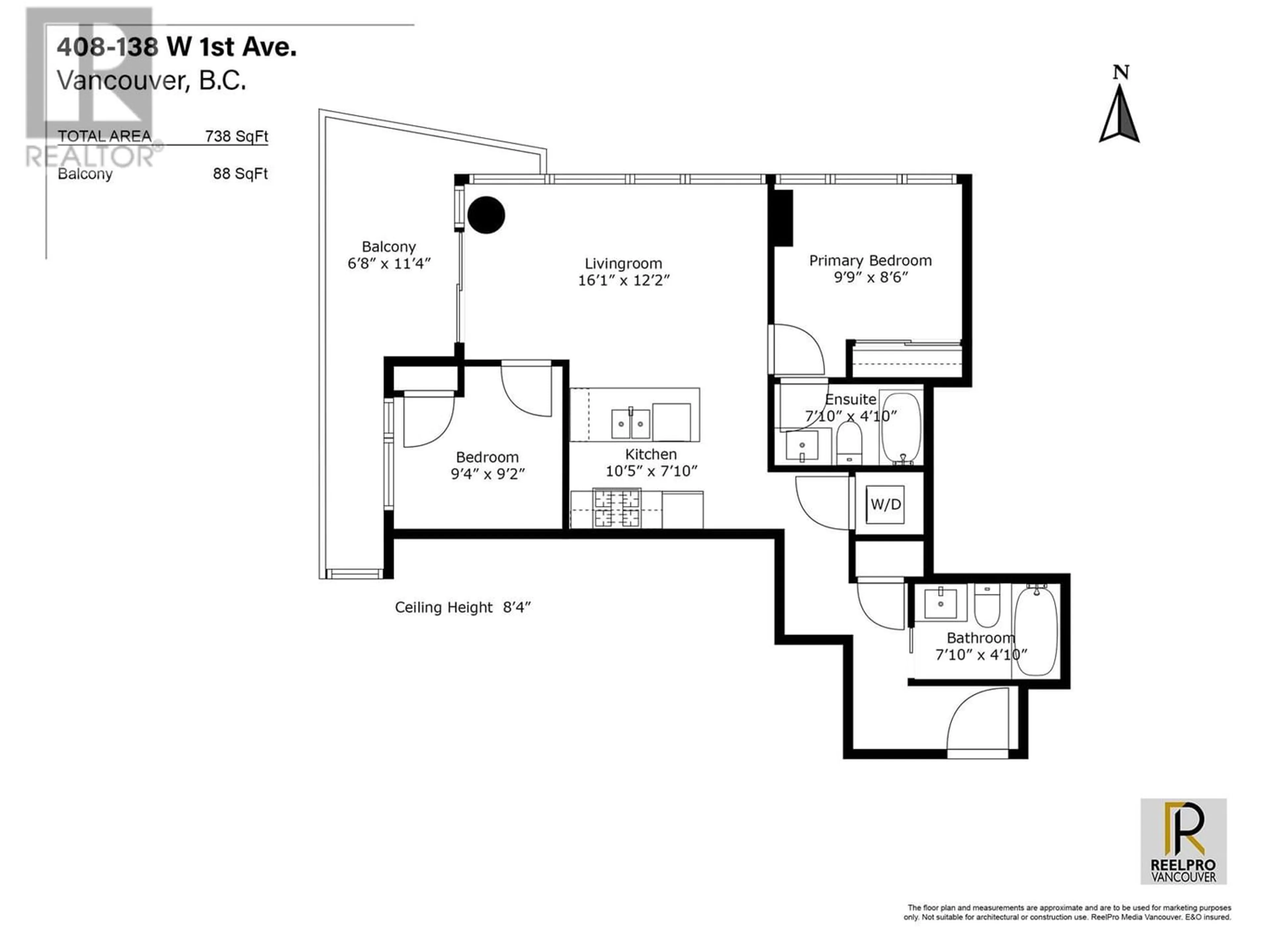 Floor plan for 408 138 W 1ST AVENUE, Vancouver British Columbia V5Y0H5