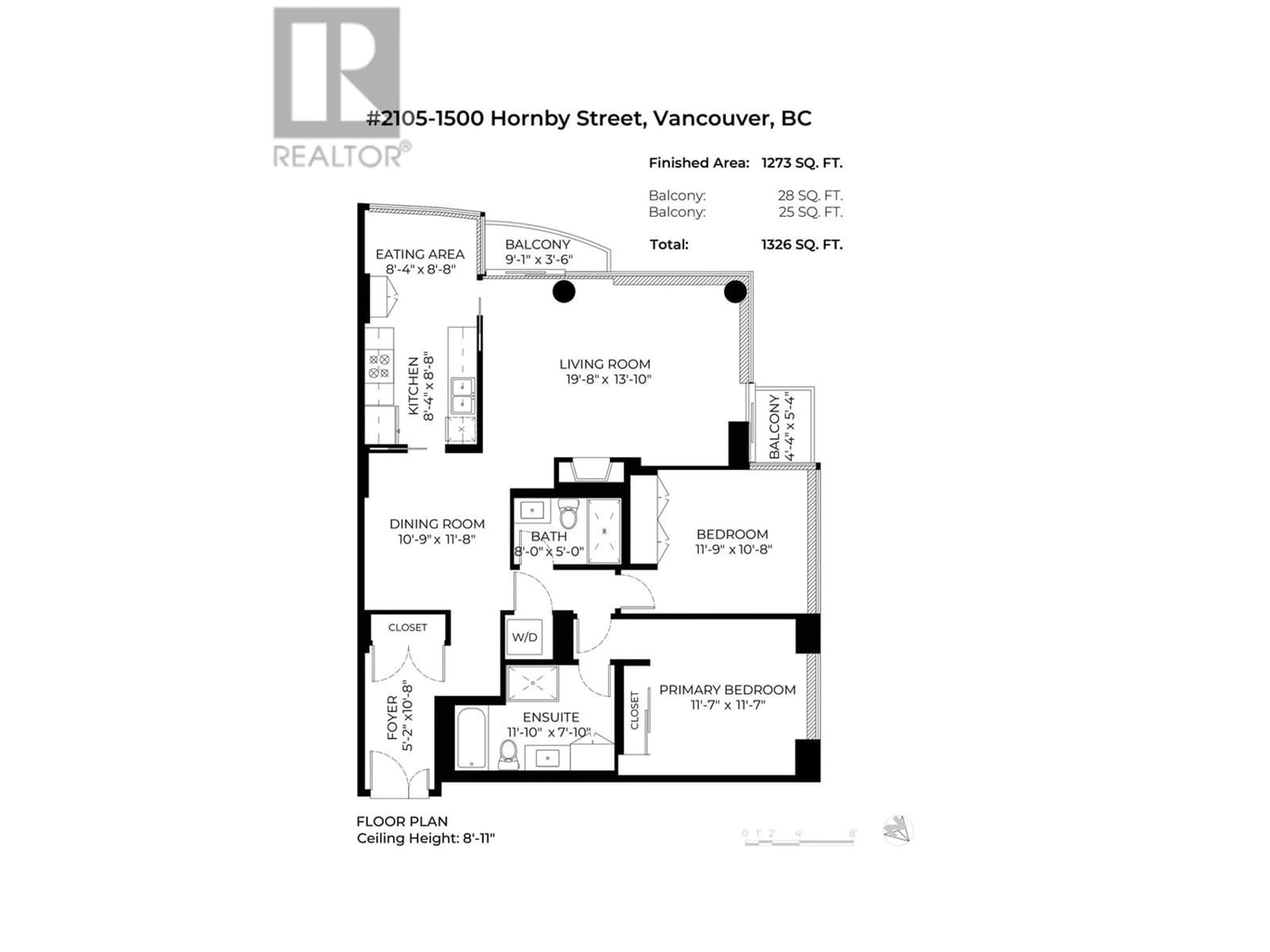 Floor plan for 2105 1500 HORNBY STREET, Vancouver British Columbia V6Z2R1