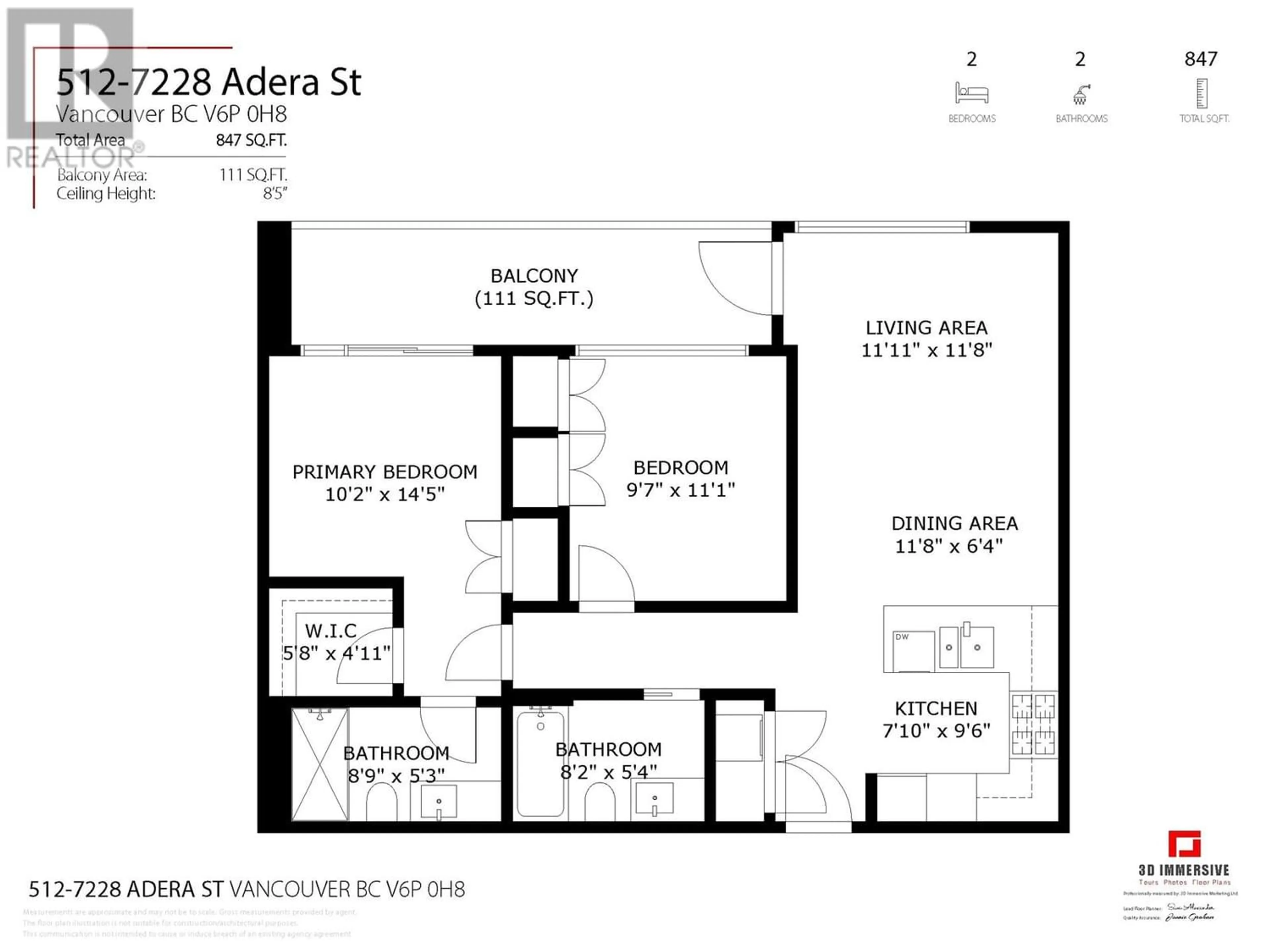 Floor plan for 512 7228 ADERA STREET, Vancouver British Columbia V6P0H8