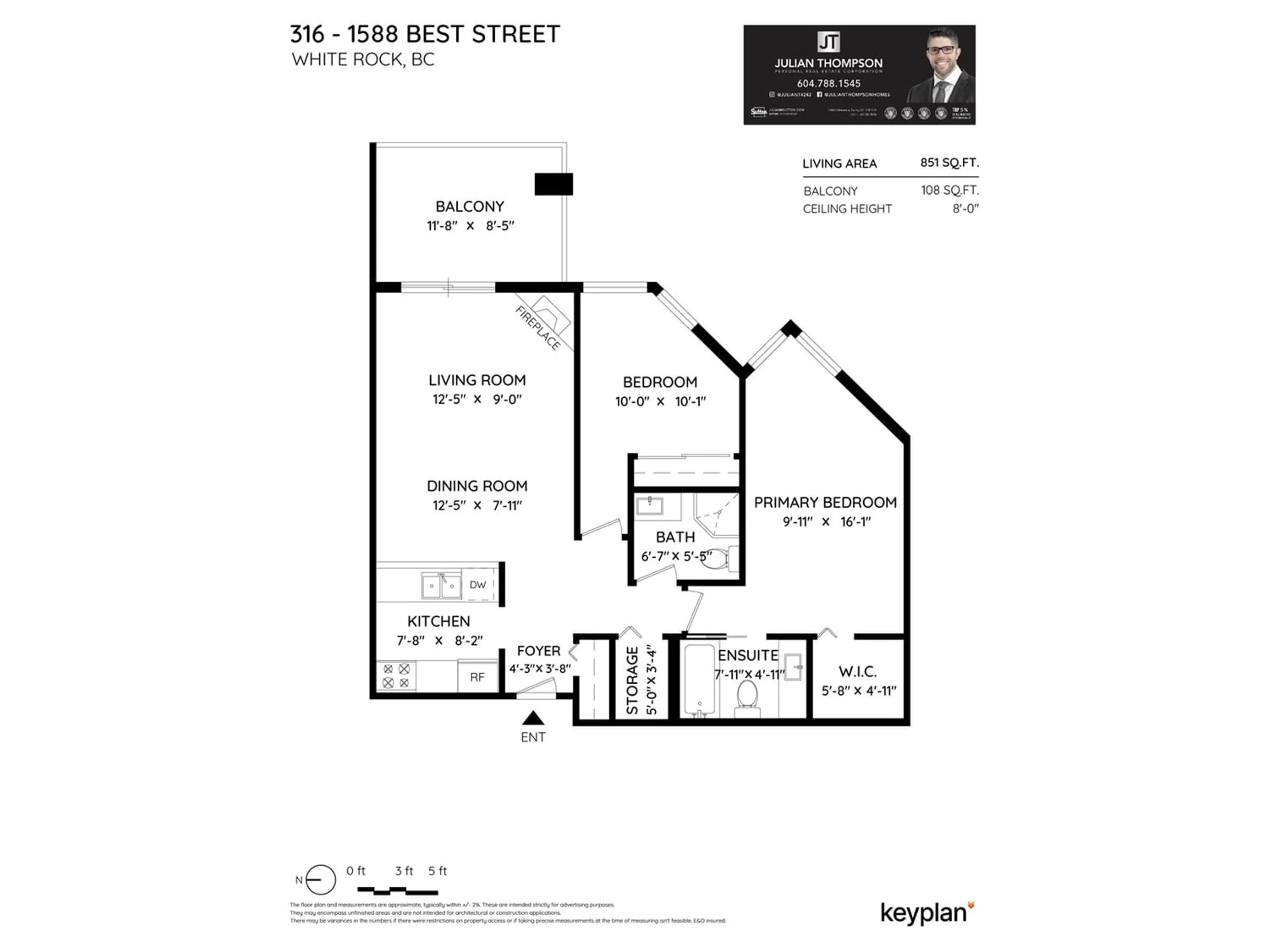 Floor plan for 316 1588 BEST STREET, White Rock British Columbia V4B4G1