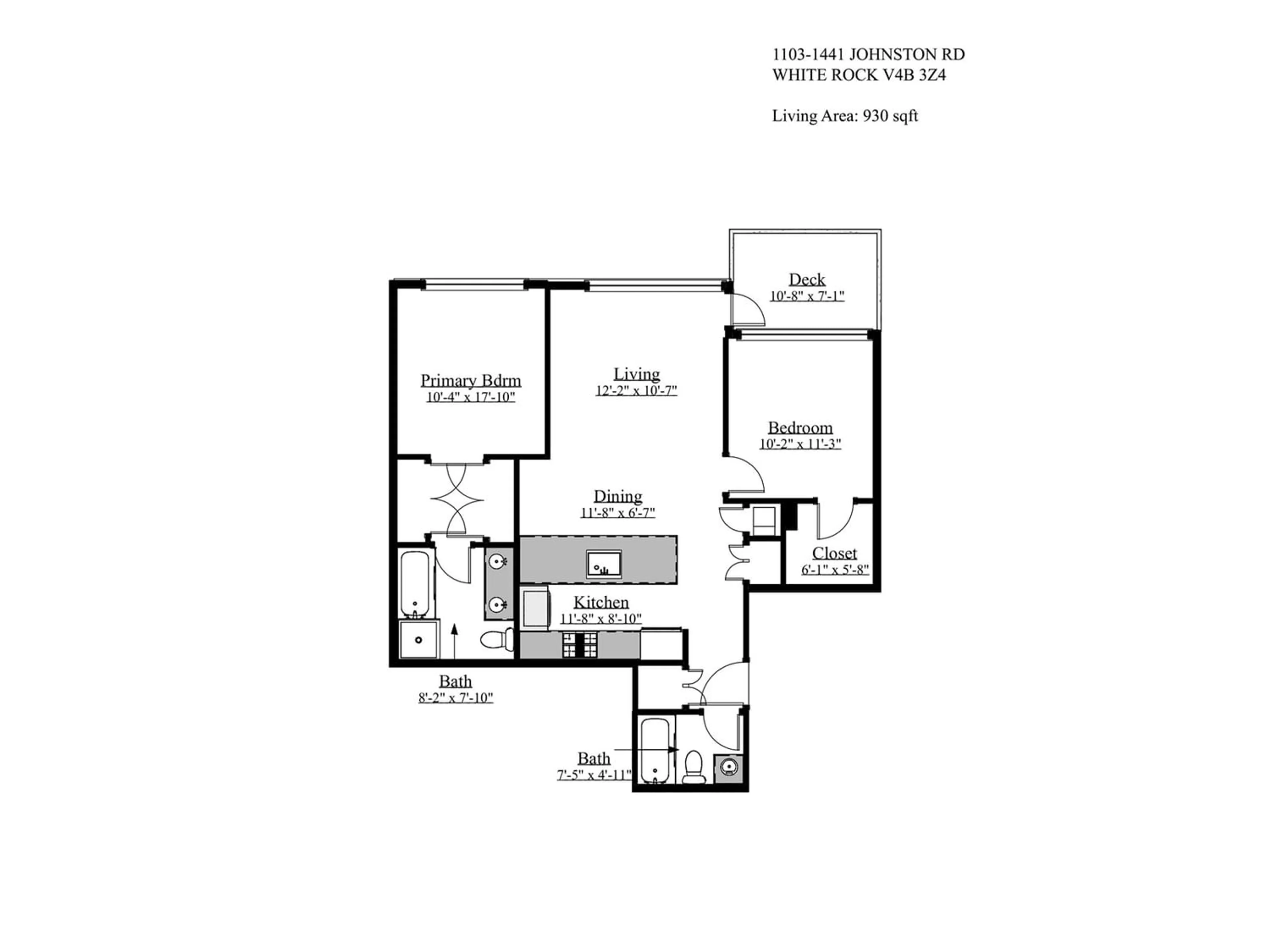 Floor plan for 1103 1441 JOHNSTON ROAD, Surrey British Columbia V4B3Z4