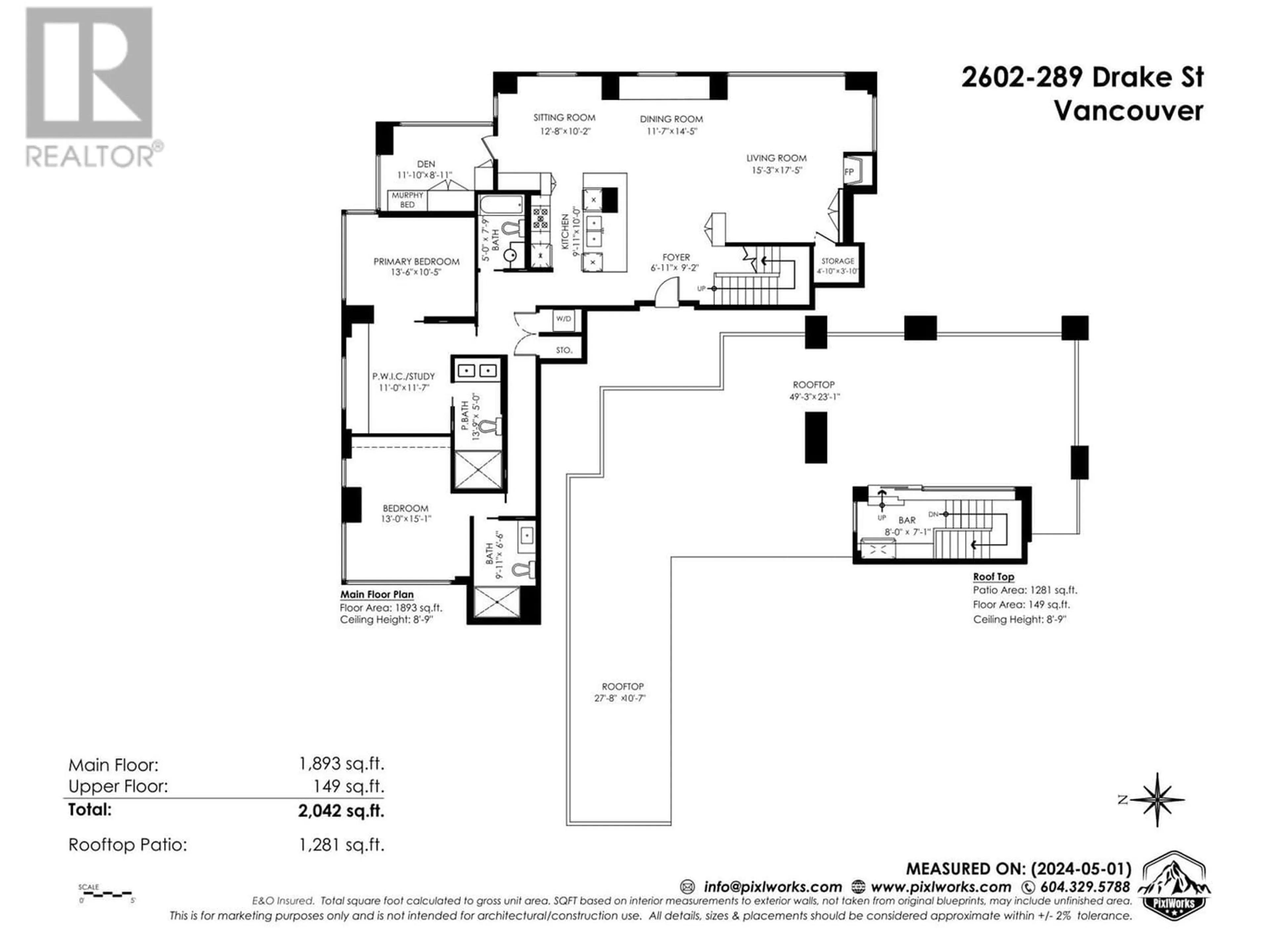 Floor plan for 2602 289 DRAKE STREET, Vancouver British Columbia V6B5Z5