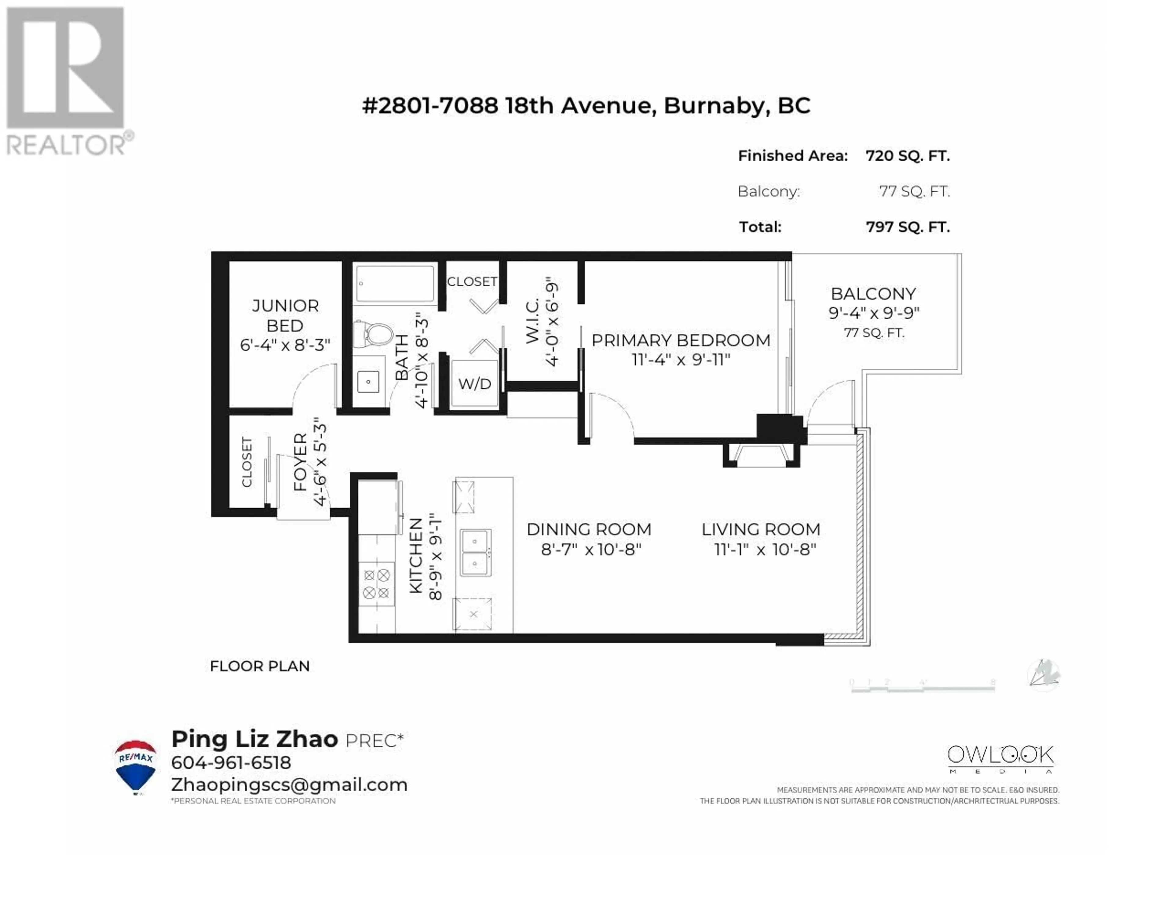 Floor plan for 2801 7088 18TH AVENUE, Burnaby British Columbia V3N0A2