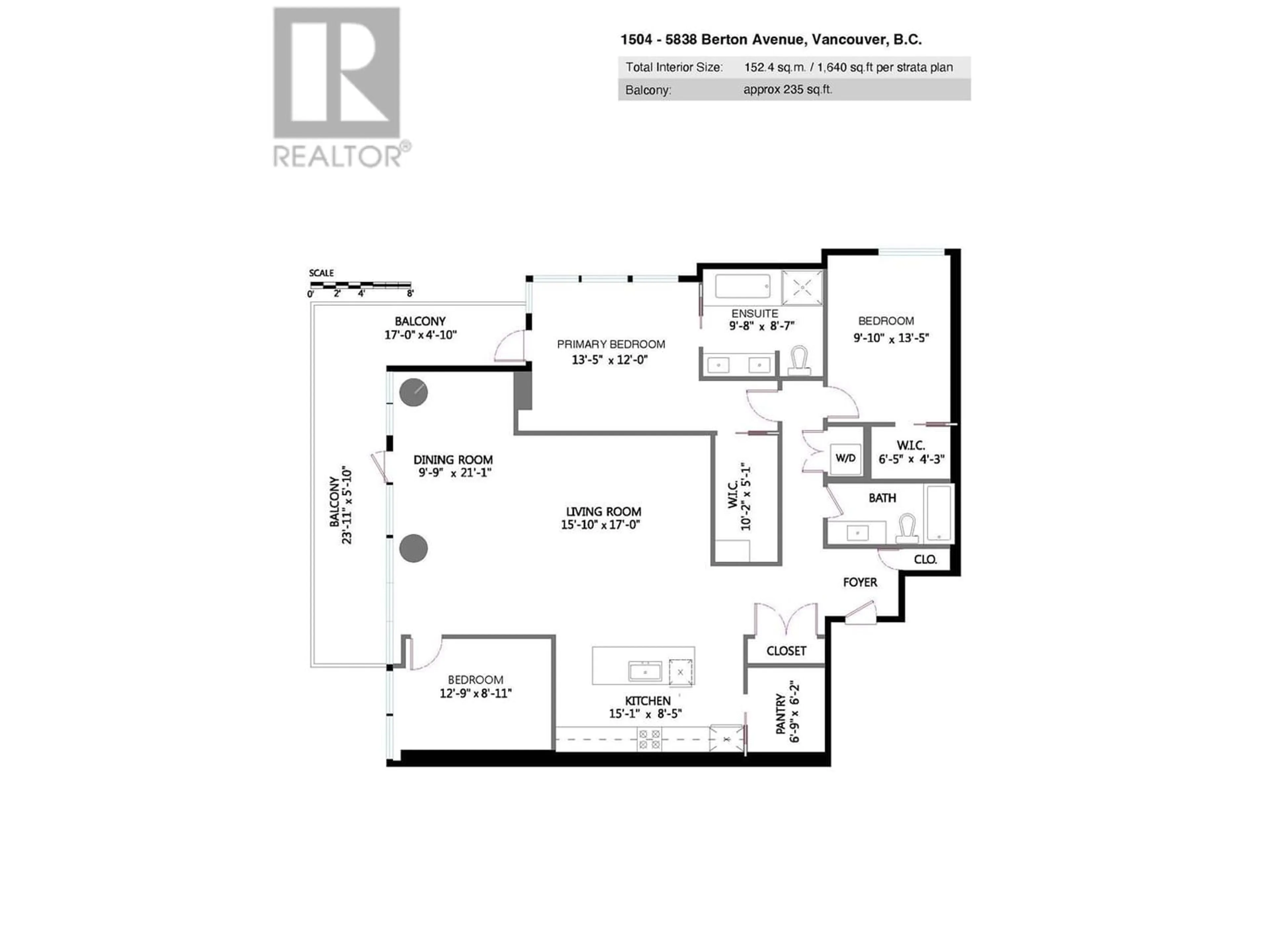 Floor plan for 1504 5838 BERTON AVENUE, Vancouver British Columbia V6S0A5