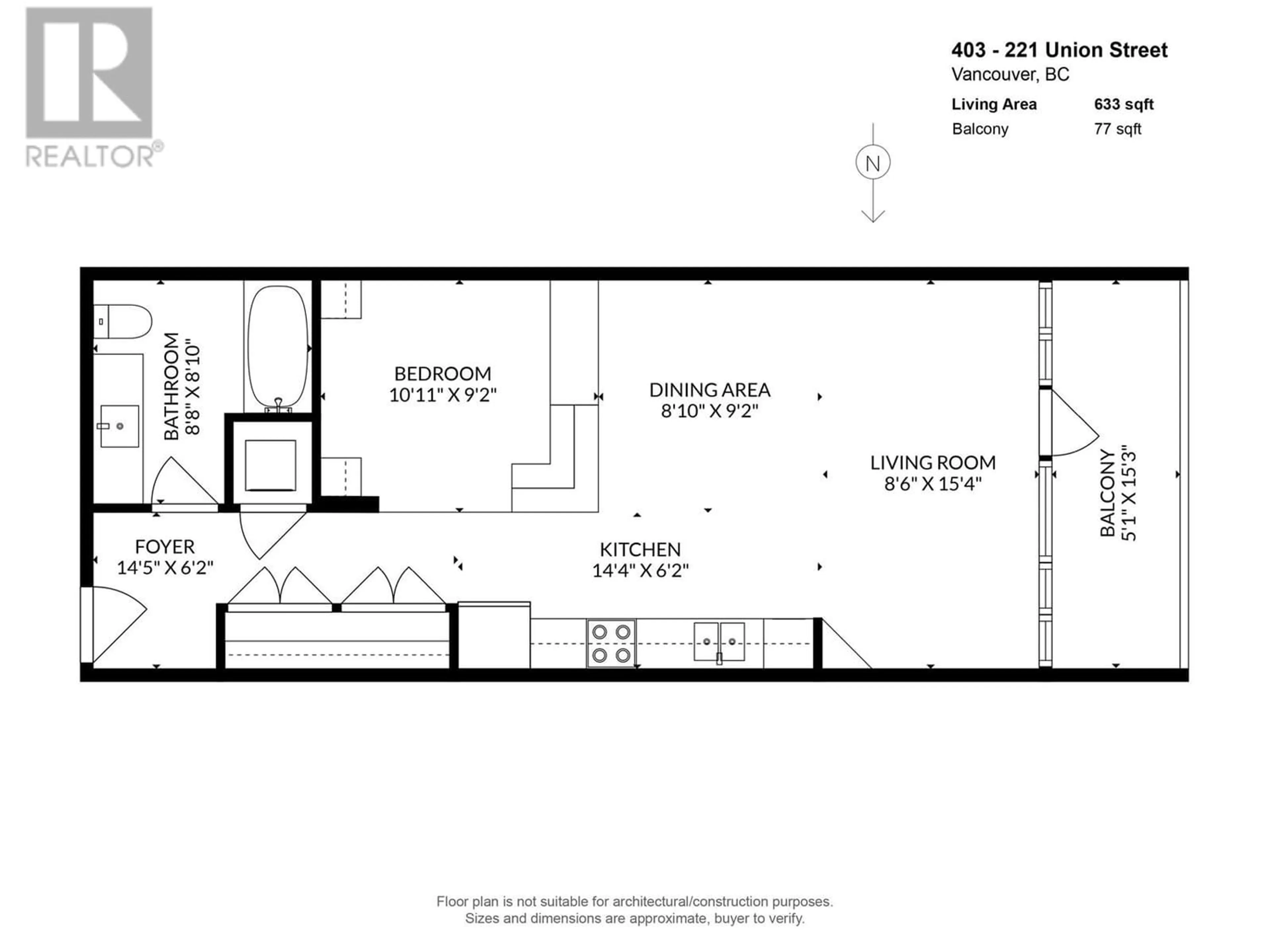 Floor plan for 403 221 UNION STREET, Vancouver British Columbia V6A0B4