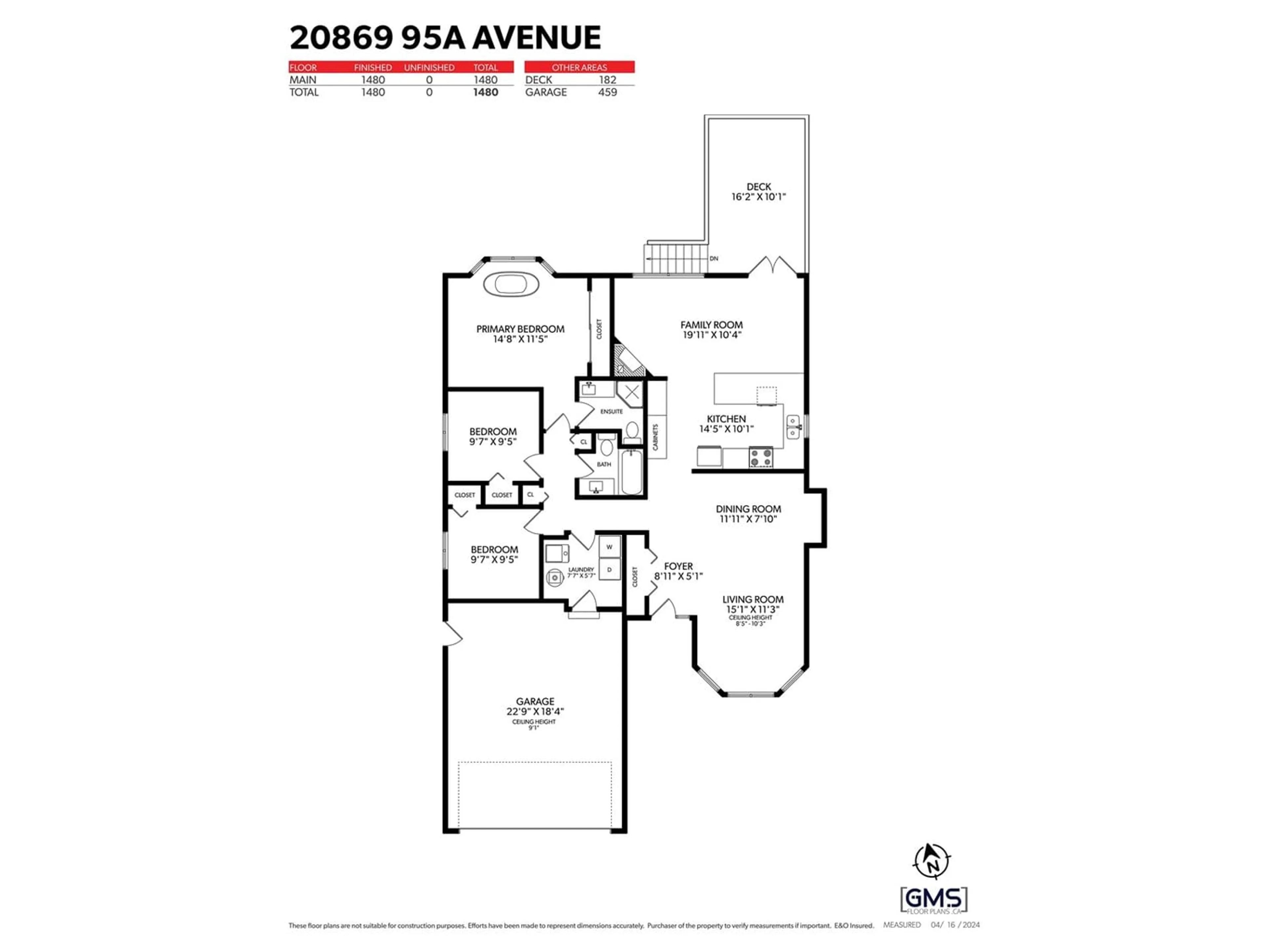 Floor plan for 20869 95A AVENUE, Langley British Columbia V1M2C5