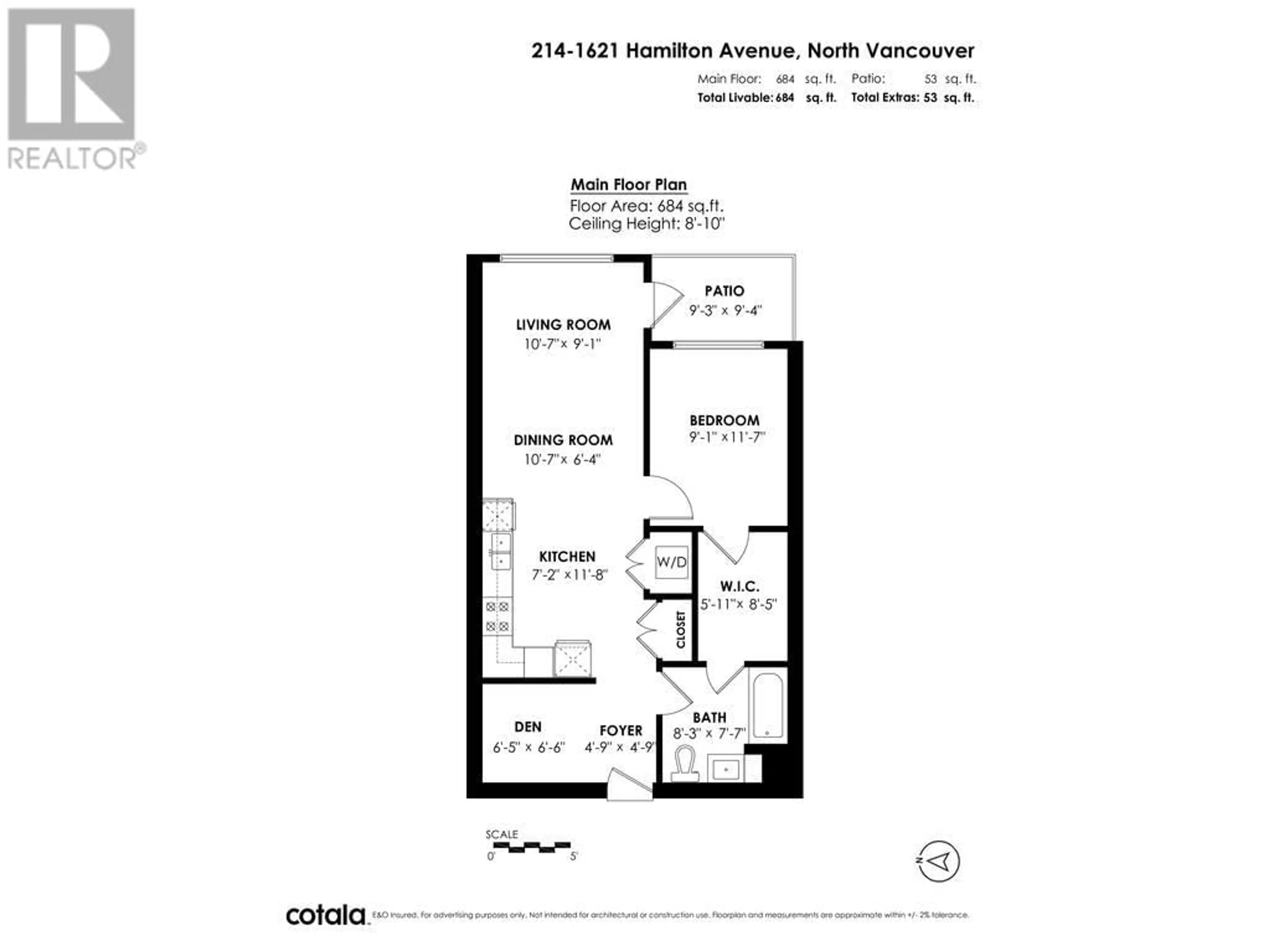 Floor plan for 214 1621 HAMILTON AVENUE, North Vancouver British Columbia V7P0B6