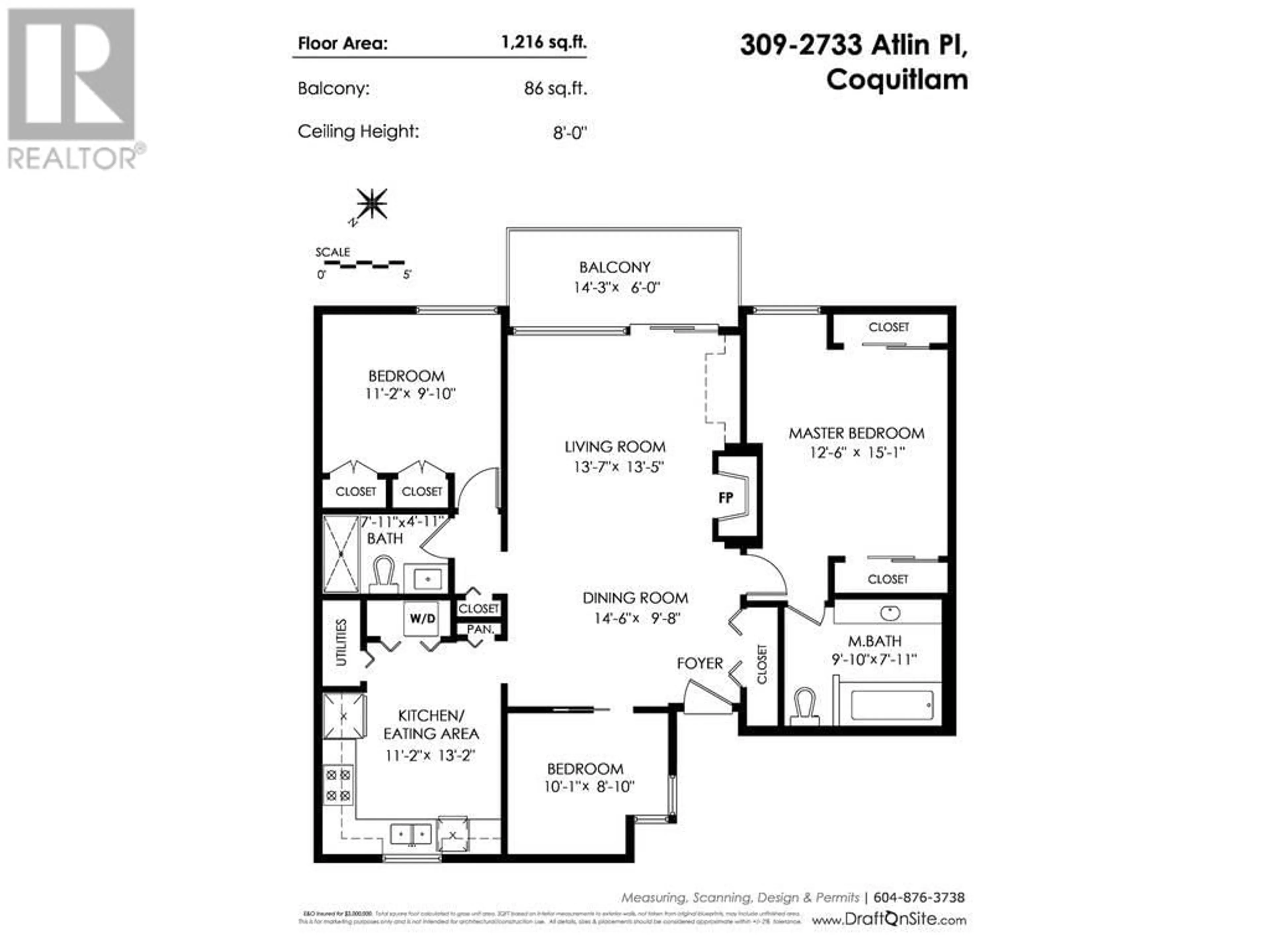 Floor plan for 309 2733 ATLIN PLACE, Coquitlam British Columbia V3C5B1