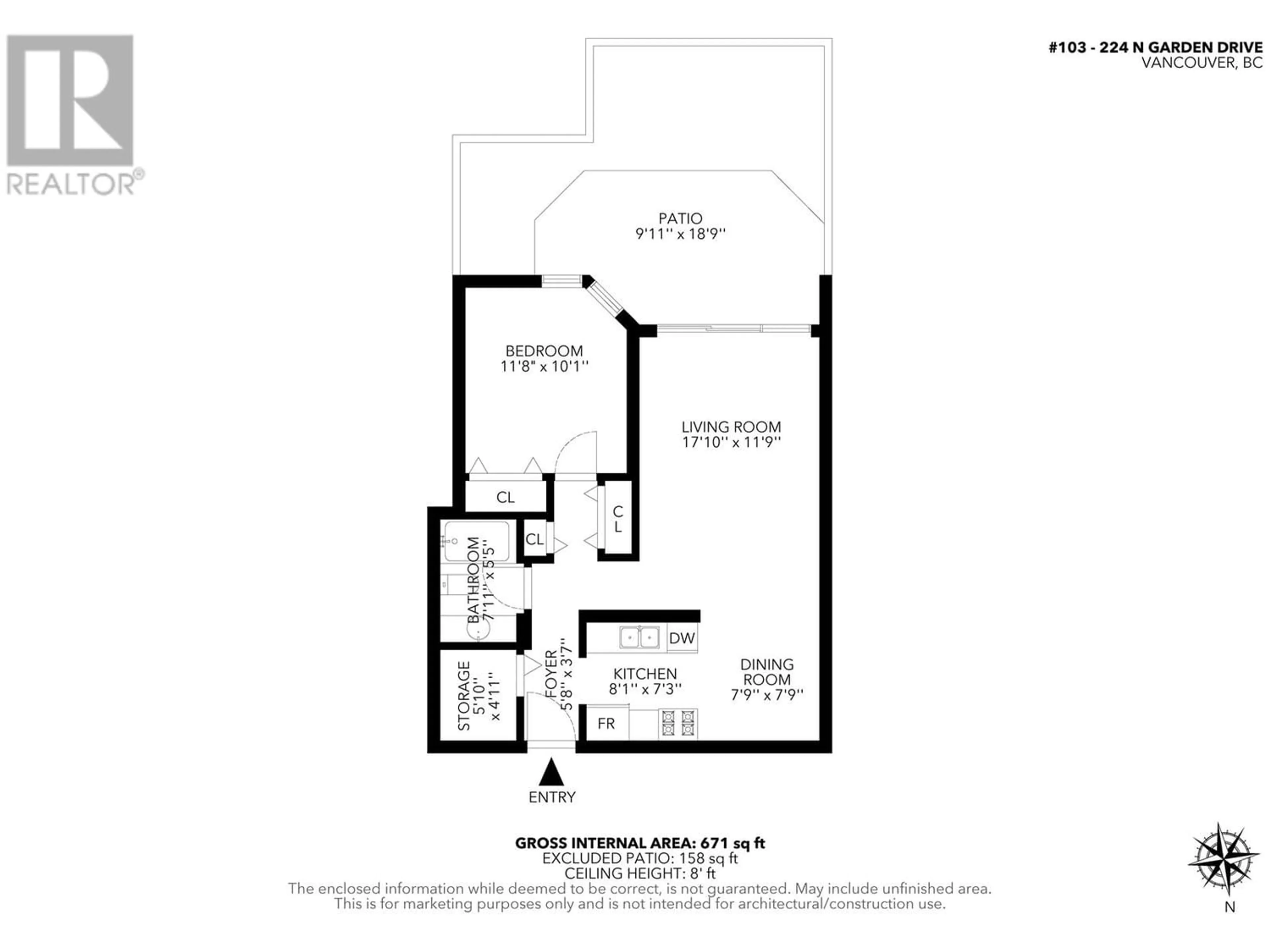 Floor plan for 103 224 N GARDEN DRIVE, Vancouver British Columbia V5L3E7