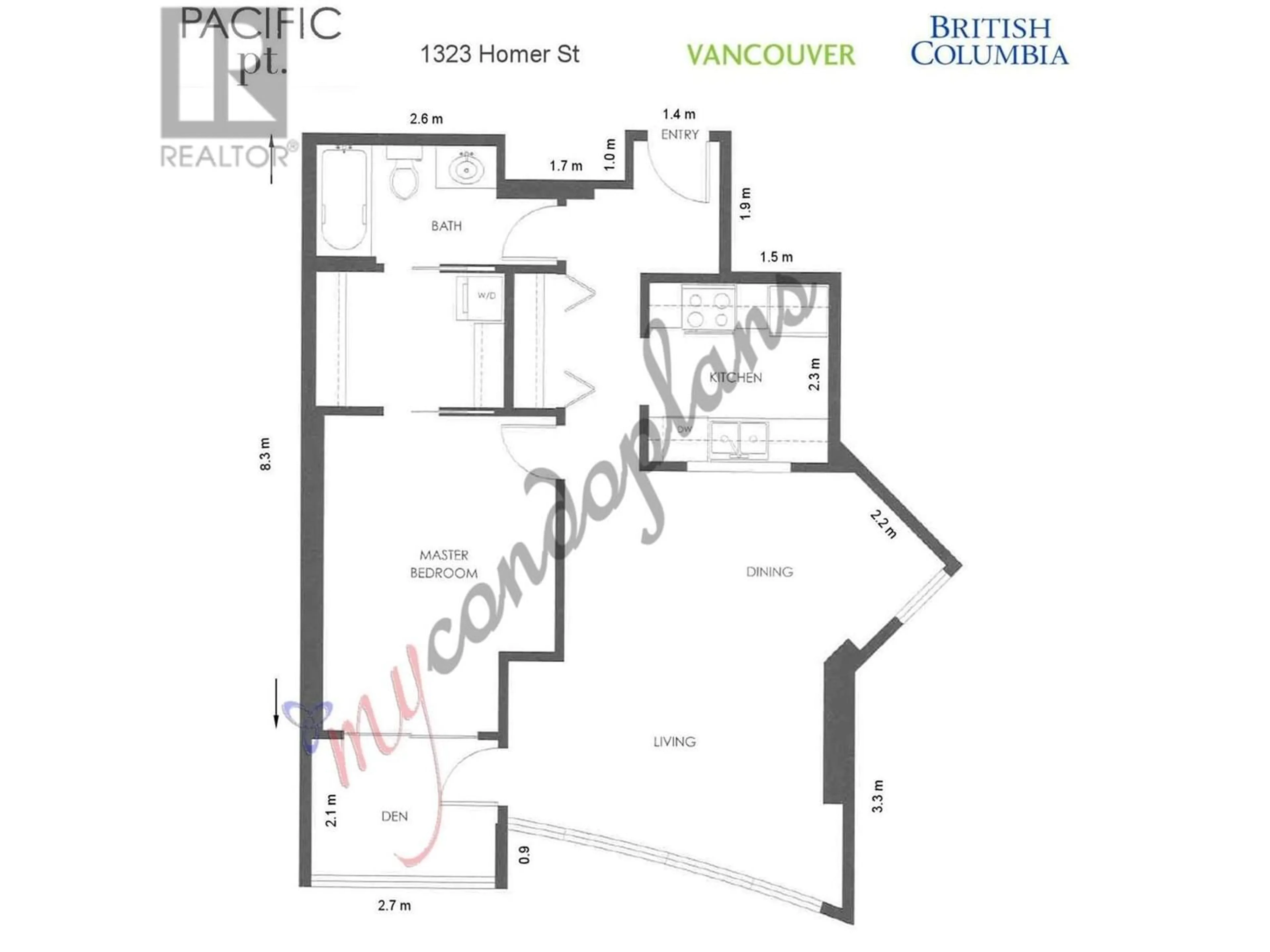 Floor plan for 2404 1323 HOMER STREET, Vancouver British Columbia V6B5T1