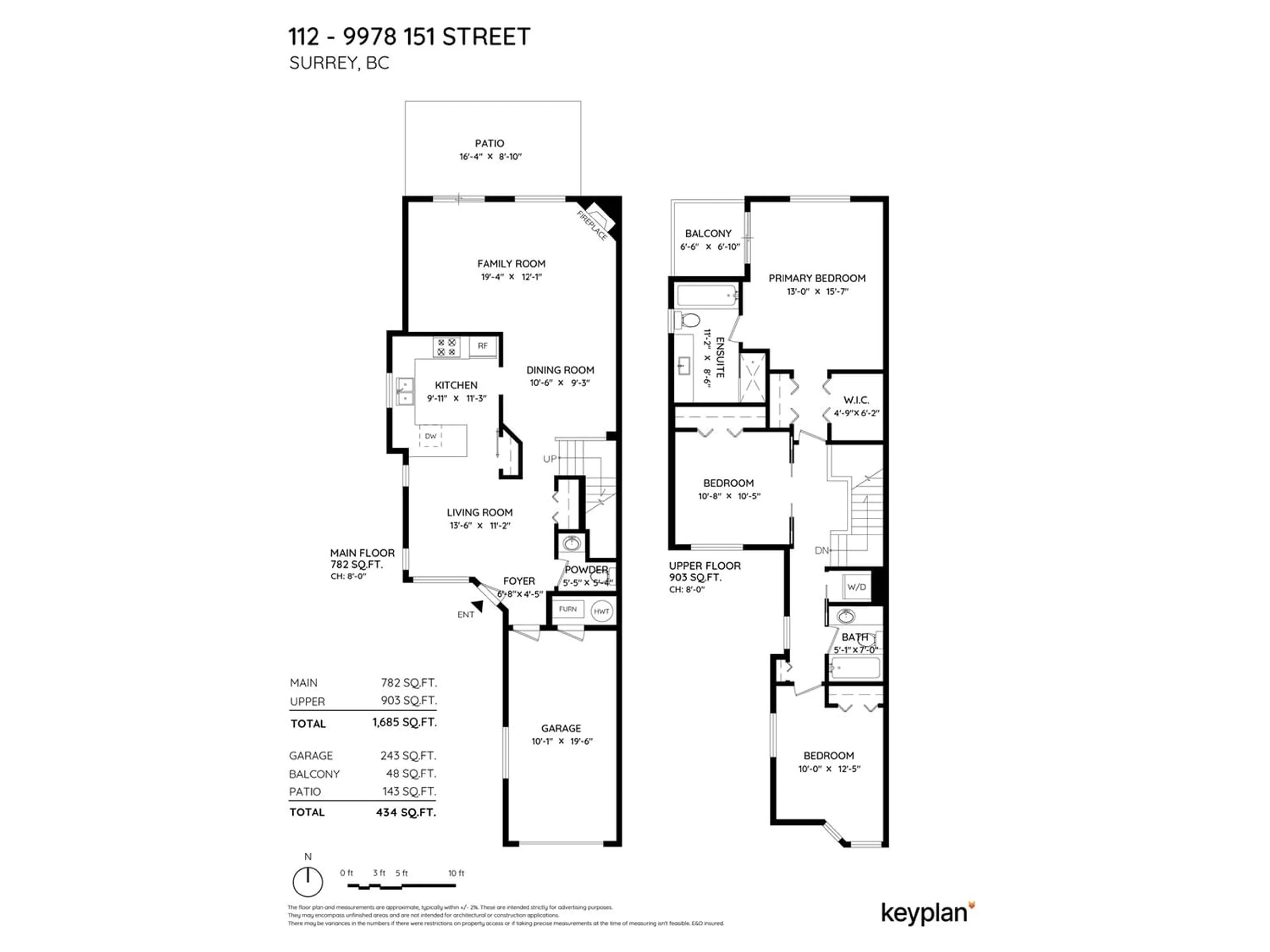 Floor plan for 112 9978 151 STREET, Surrey British Columbia V3R8C9