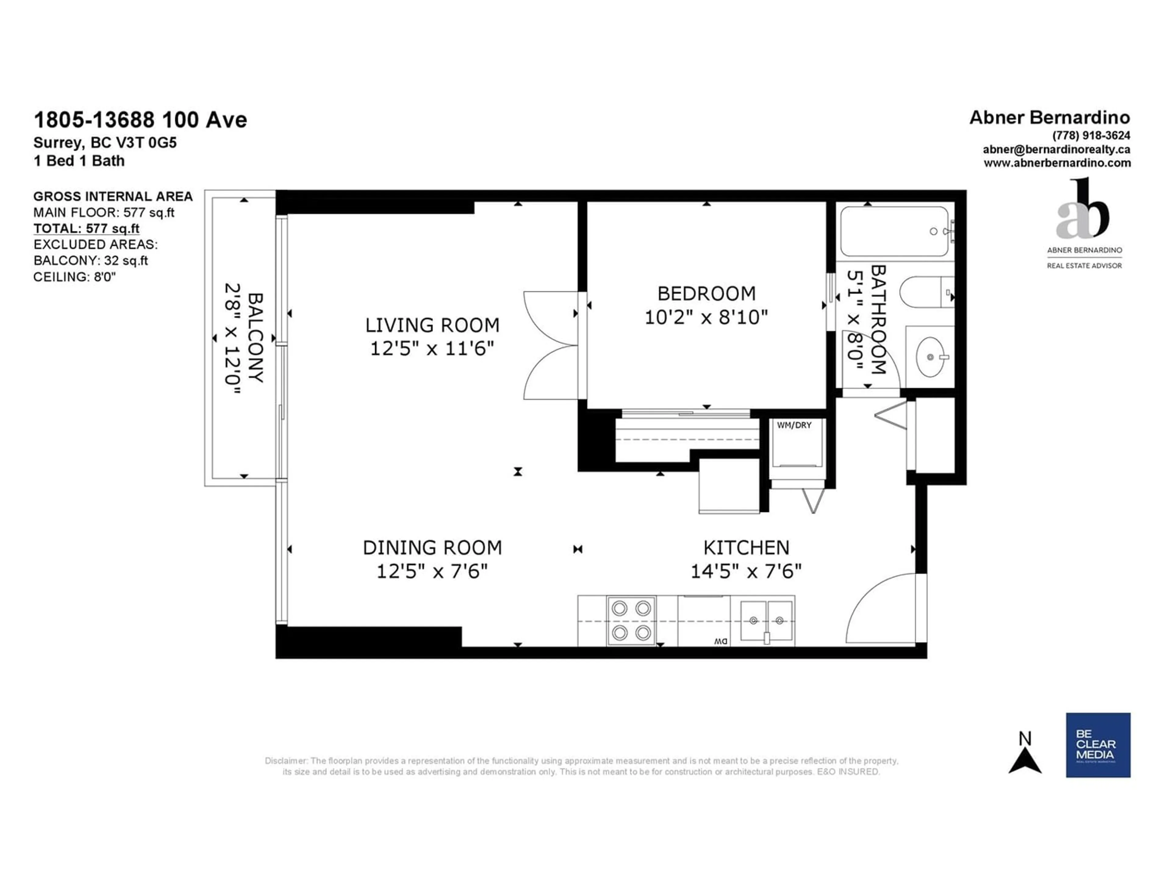 Floor plan for 1805 13688 100 AVENUE, Surrey British Columbia V3T0G5