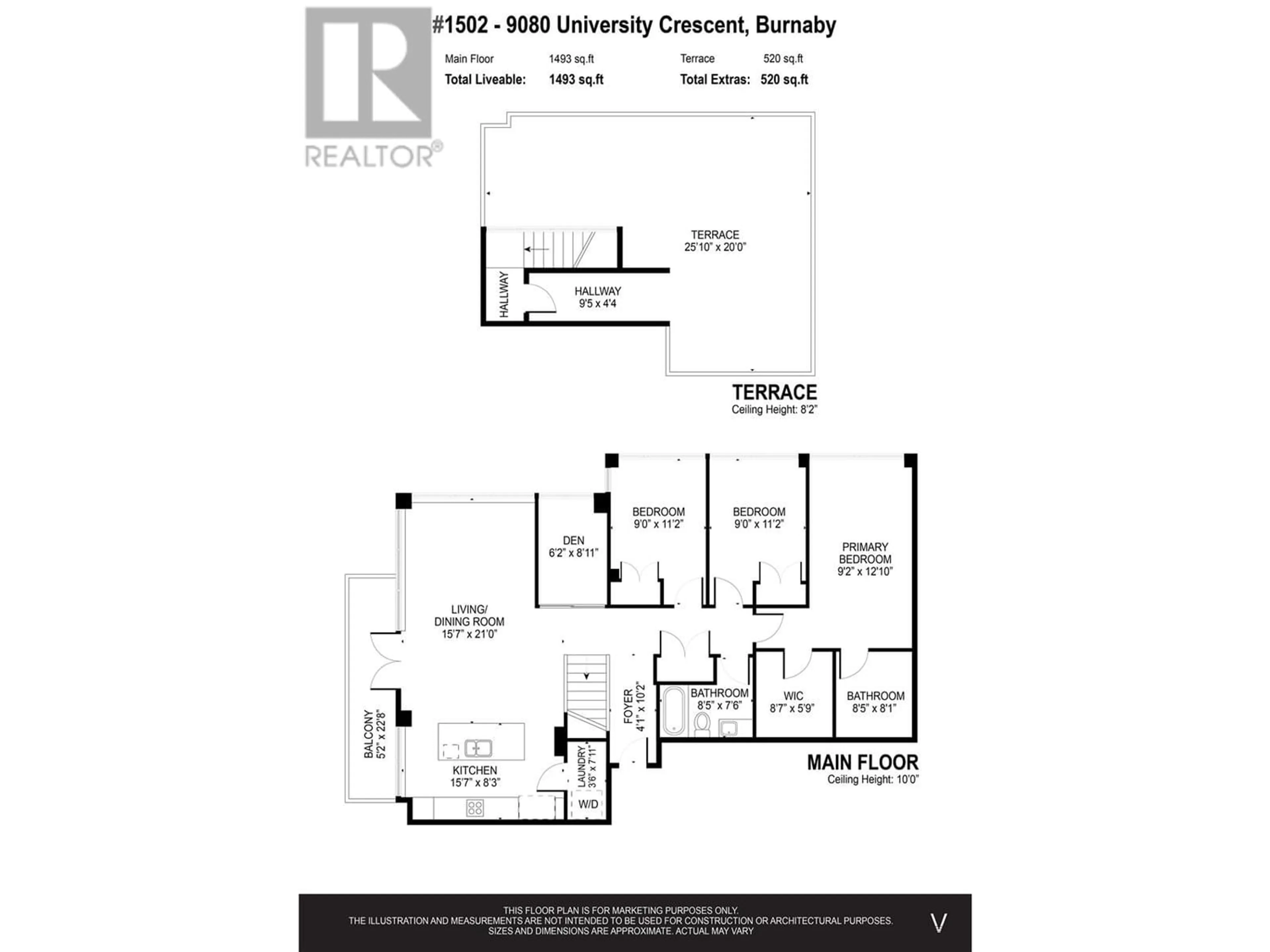 Floor plan for 1502 9080 UNIVERSITY CRESCENT, Burnaby British Columbia V5A0B7