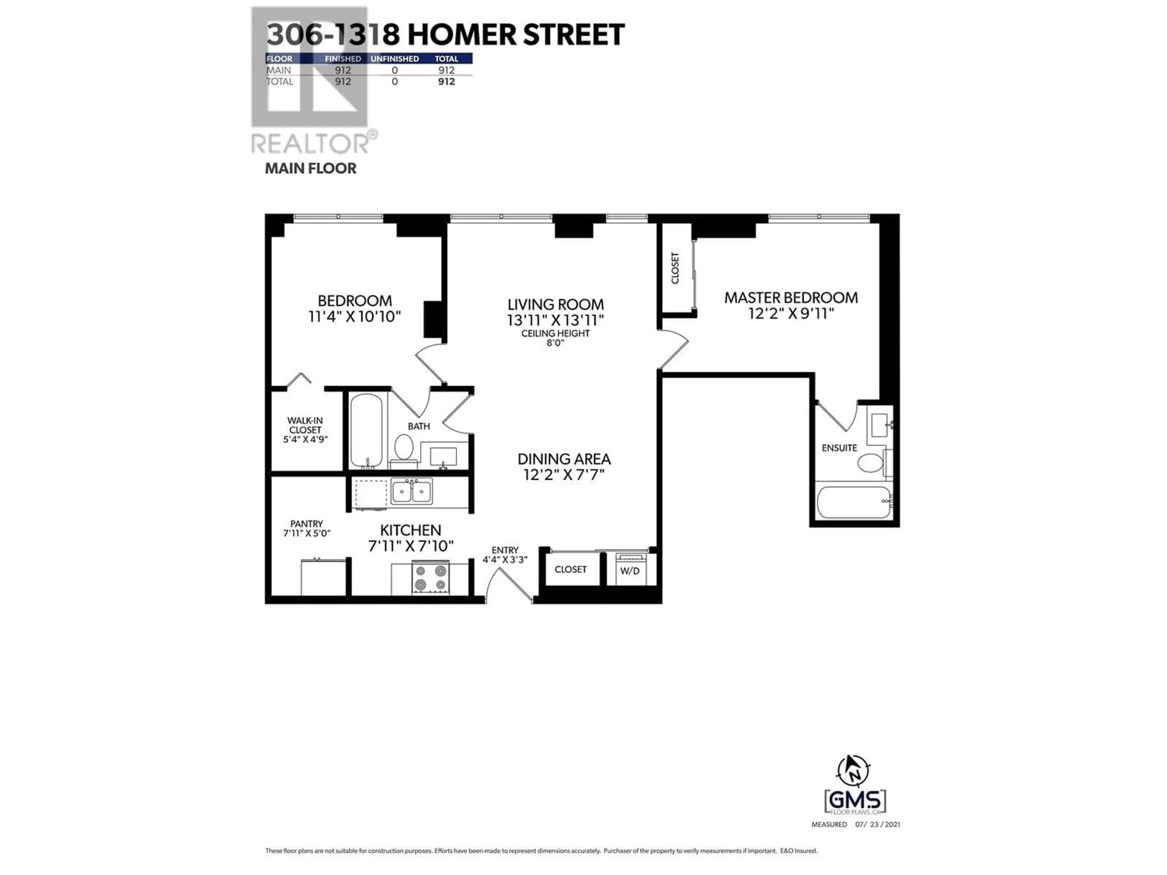 Floor plan for 306 1318 HOMER STREET, Vancouver British Columbia V6B6A7
