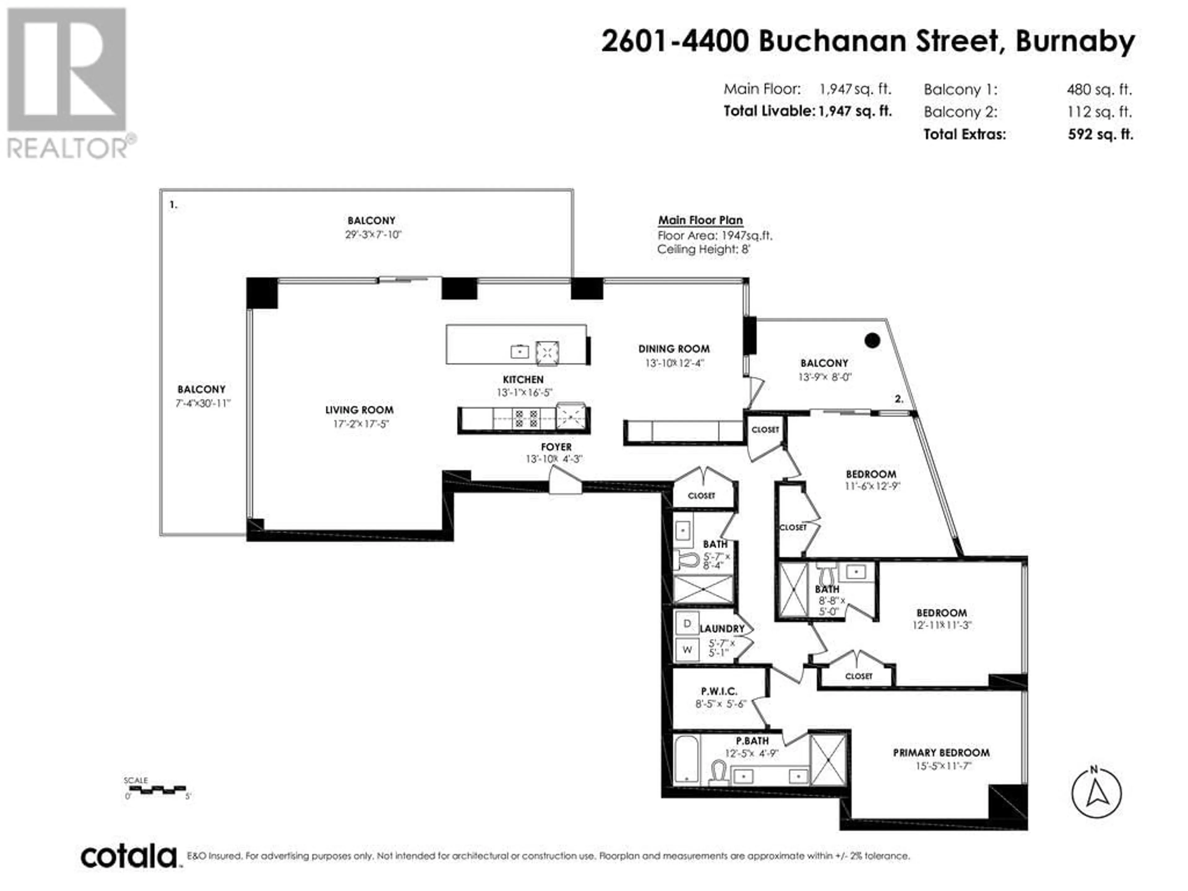 Floor plan for 2601 4400 BUCHANAN STREET, Burnaby British Columbia V5C0E3