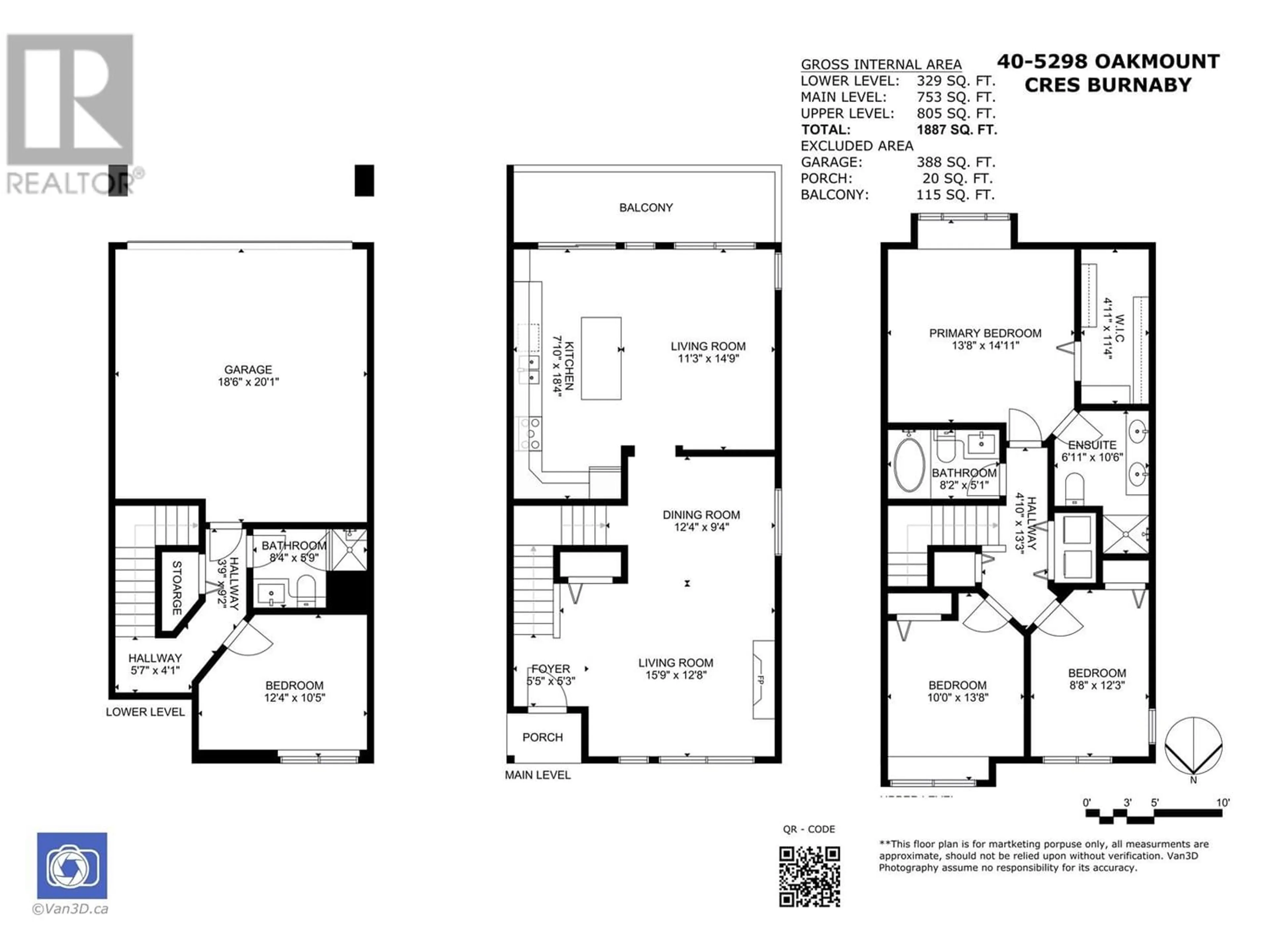 Floor plan for 40 5298 OAKMOUNT CRESCENT, Burnaby British Columbia V5H4S2