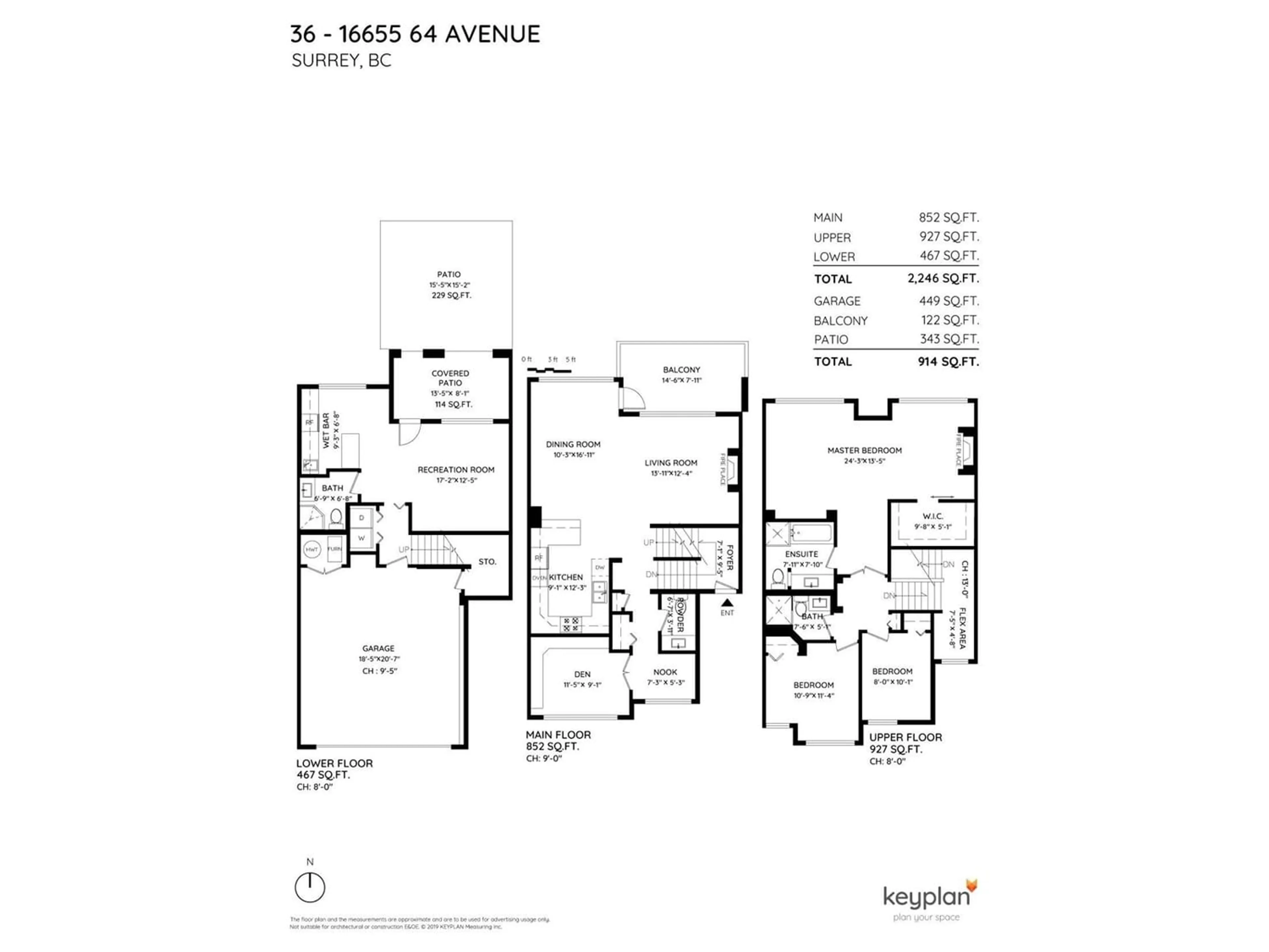 Floor plan for 36 16655 64 AVENUE, Surrey British Columbia V3S3V1