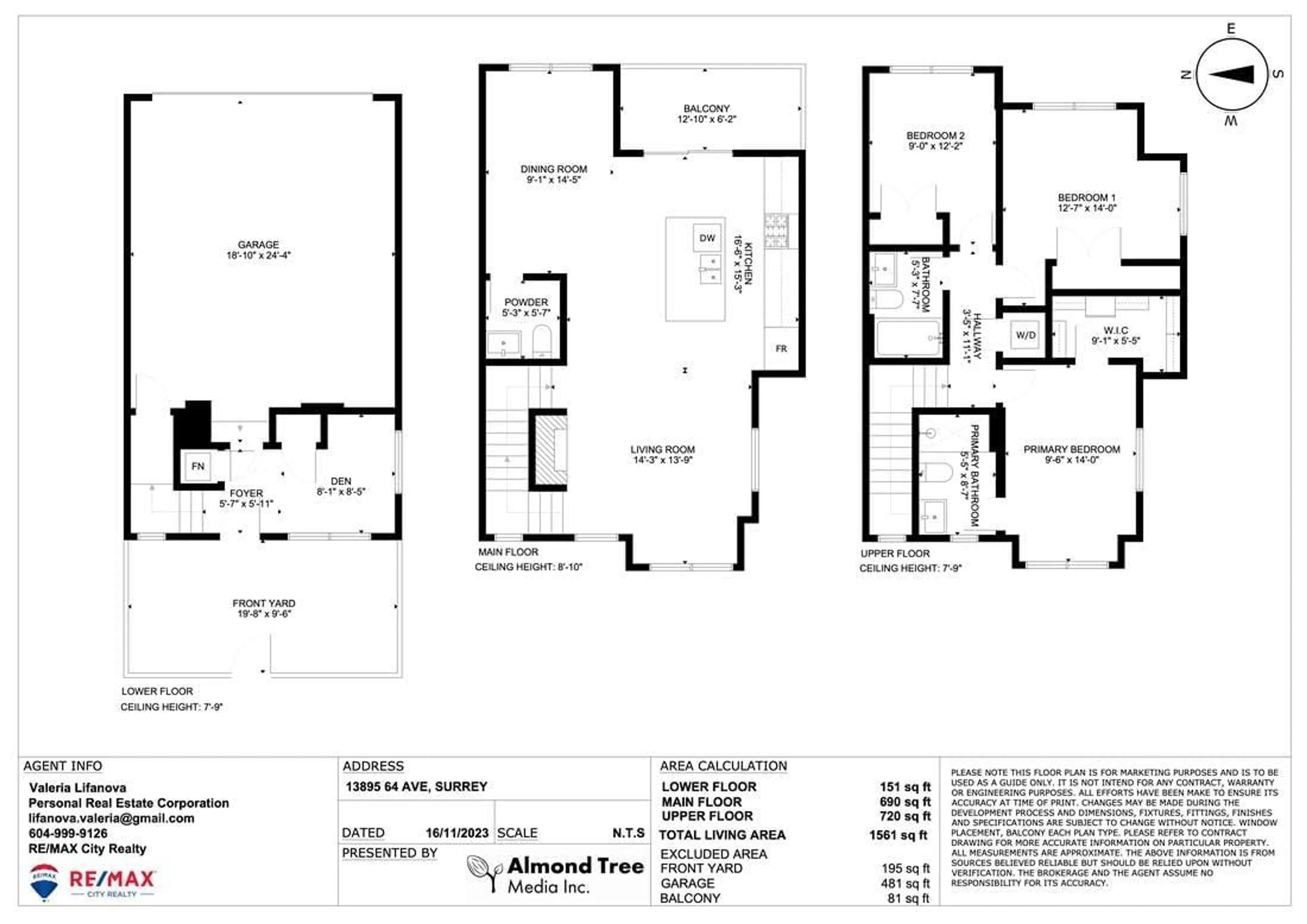 Floor plan for 33 13895 64 AVENUE, Surrey British Columbia V3W1Y7