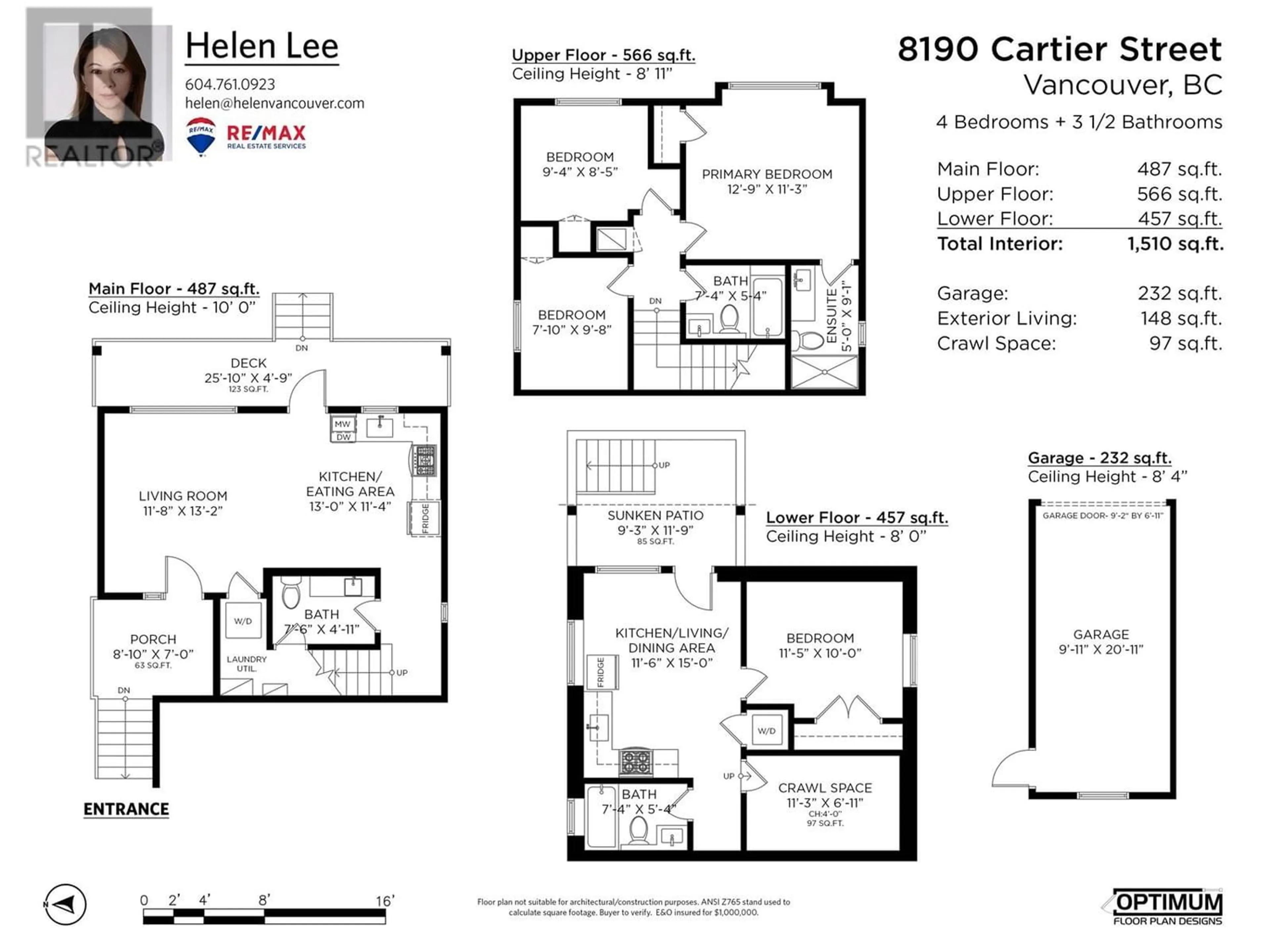 Floor plan for 8190 CARTIER STREET, Vancouver British Columbia V6P4T5