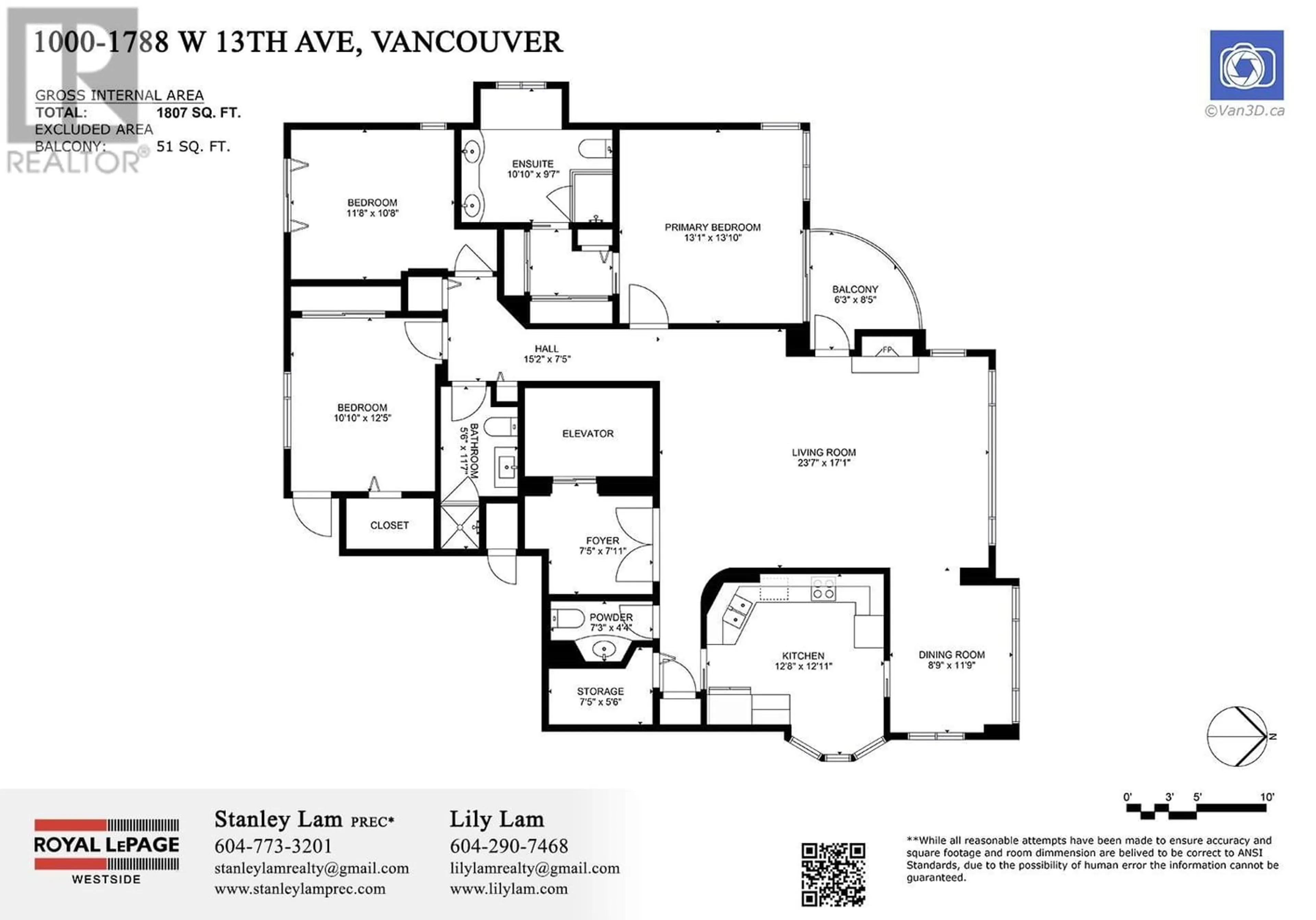 Floor plan for 1000 1788 W 13TH AVENUE, Vancouver British Columbia V6J2H1