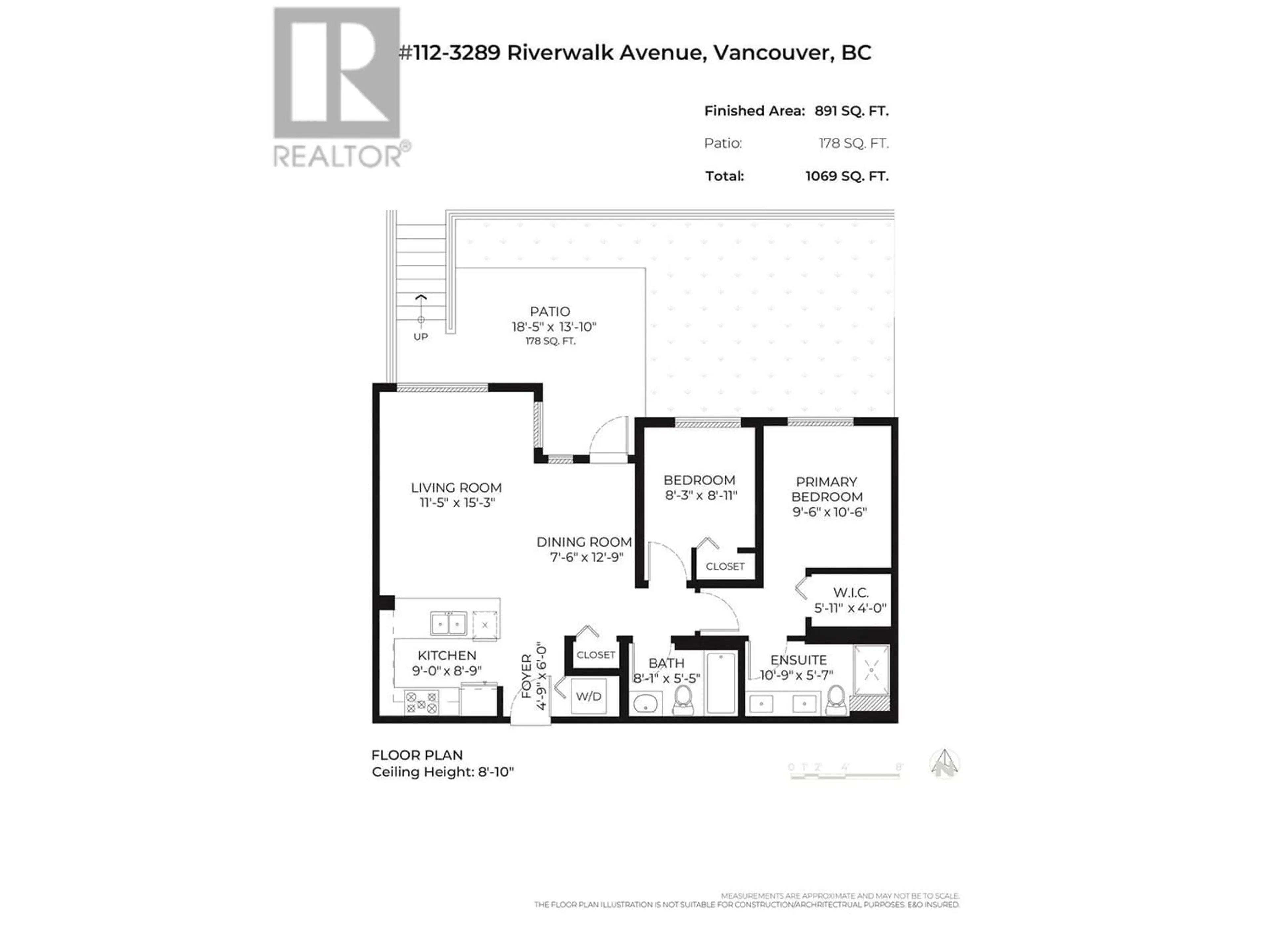 Floor plan for 112 3289 RIVERWALK AVENUE, Vancouver British Columbia V5S0G2