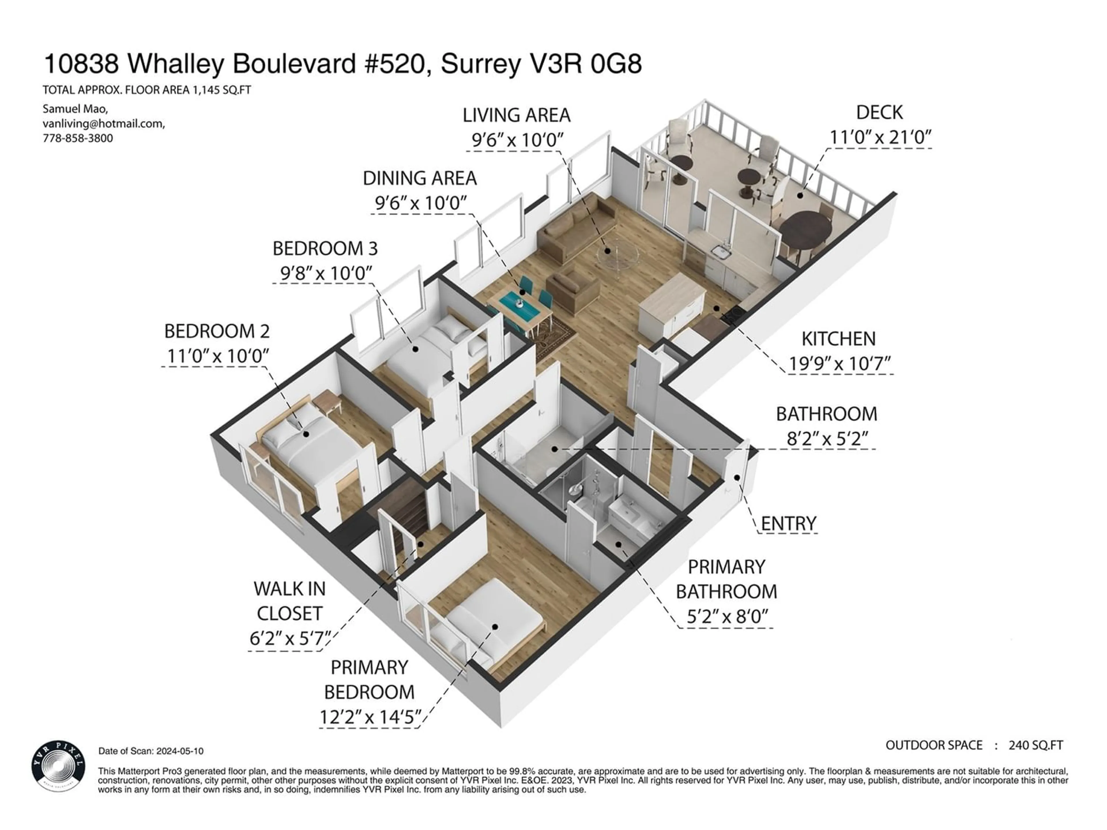 Floor plan for 520 10838 WHALLEY BOULEVARD, Surrey British Columbia V3R0G8