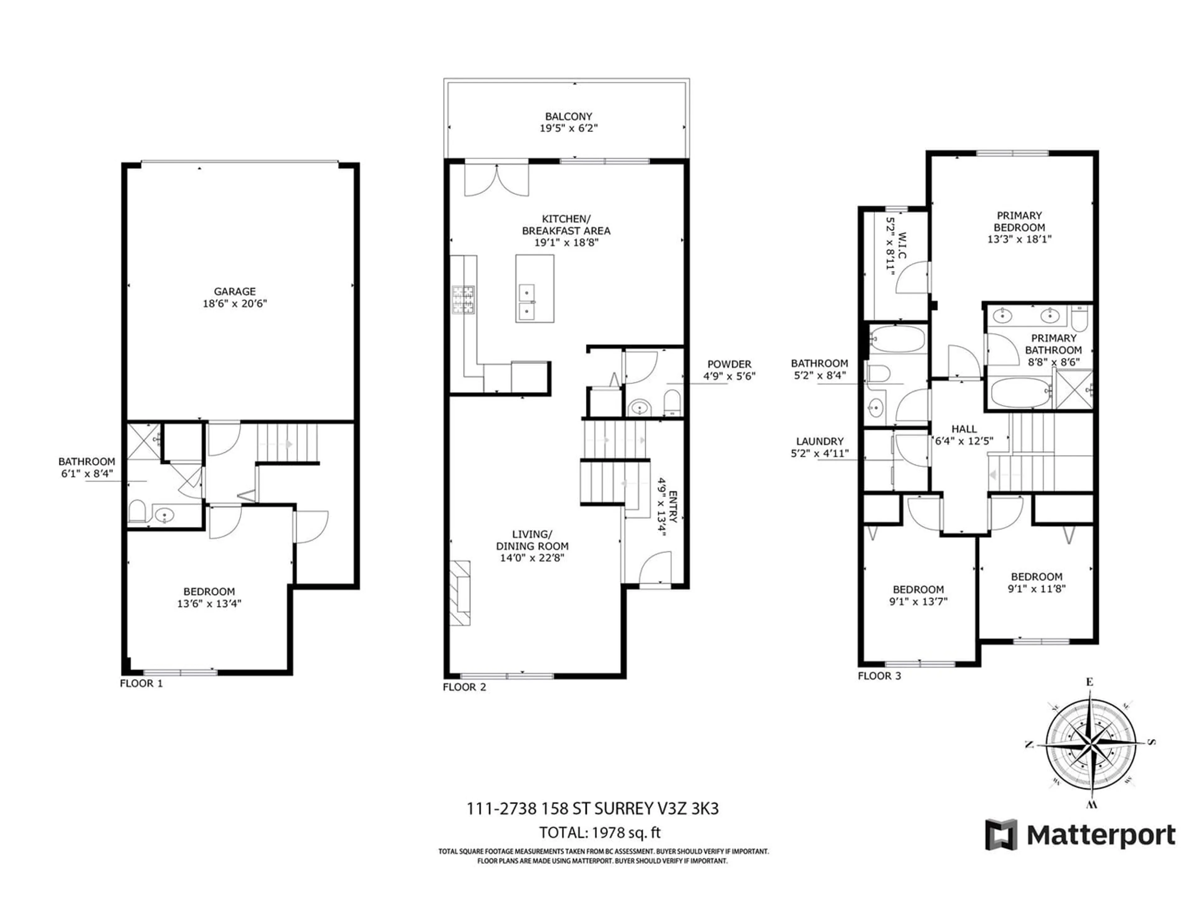 Floor plan for 111 2738 158 STREET, Surrey British Columbia V3Z3K3