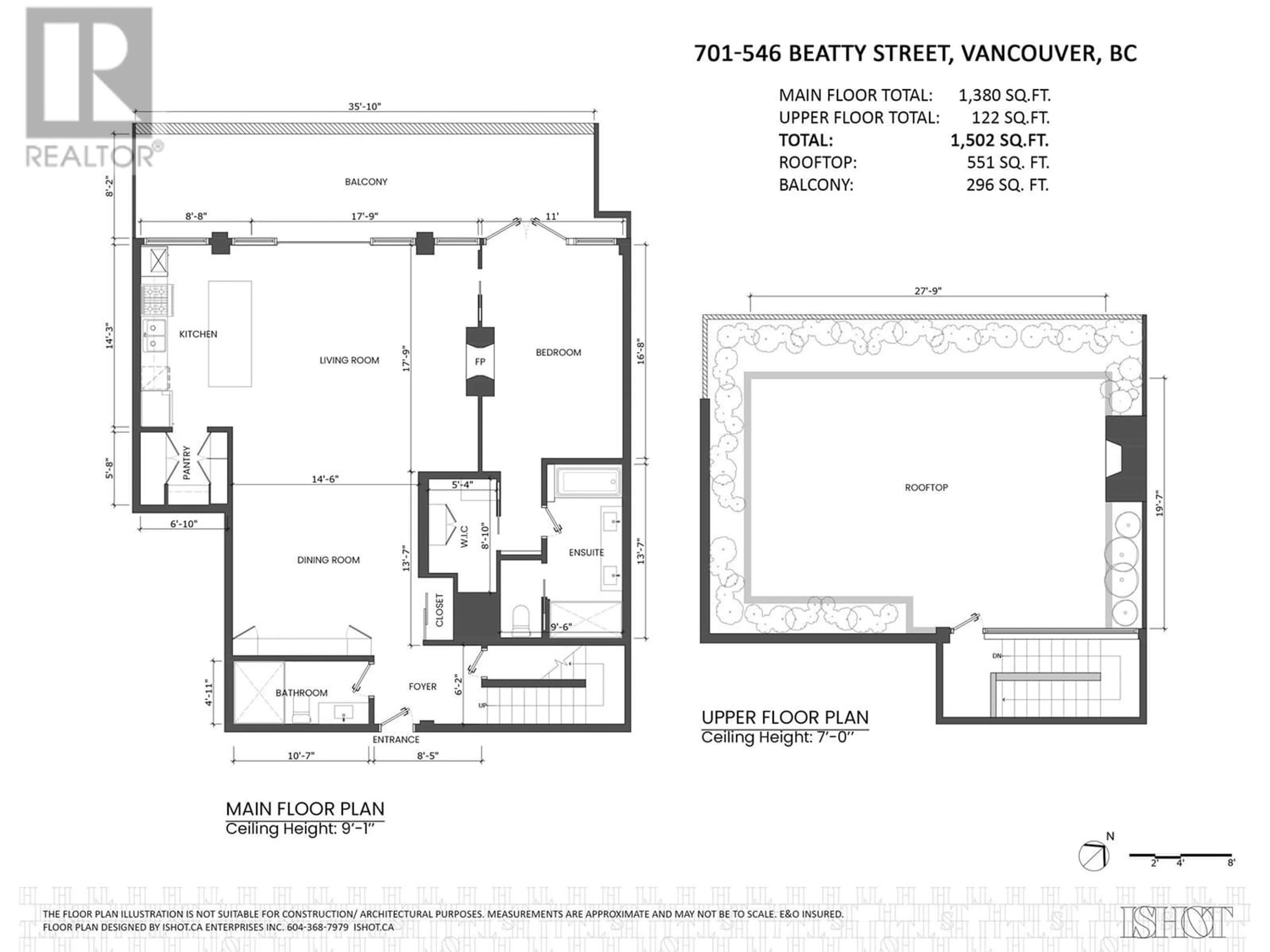 Floor plan for 701 546 BEATTY STREET, Vancouver British Columbia V6B0C5