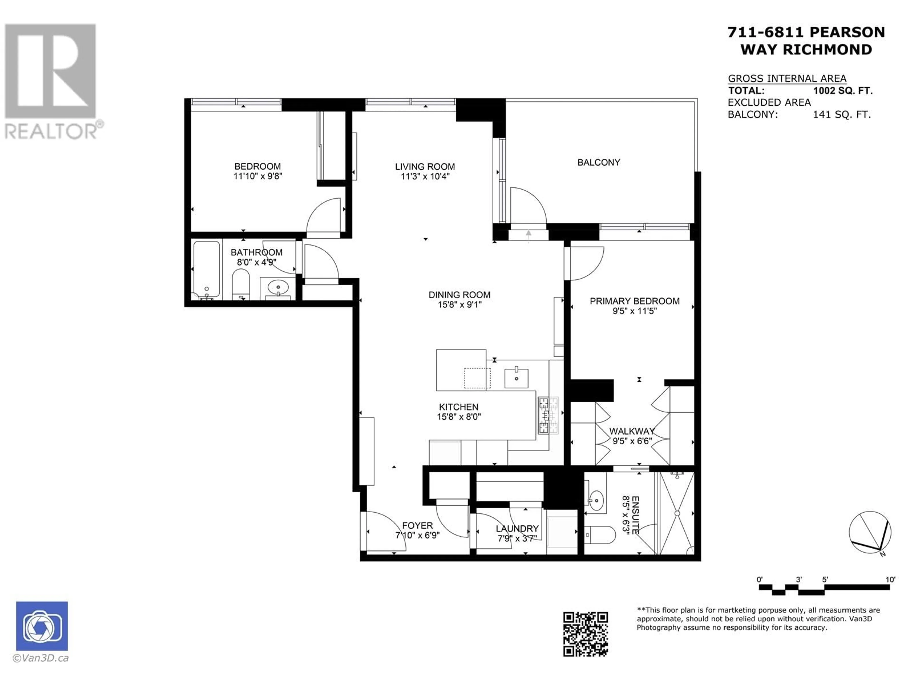 Floor plan for 711 6811 PEARSON WAY, Richmond British Columbia V7C0E7