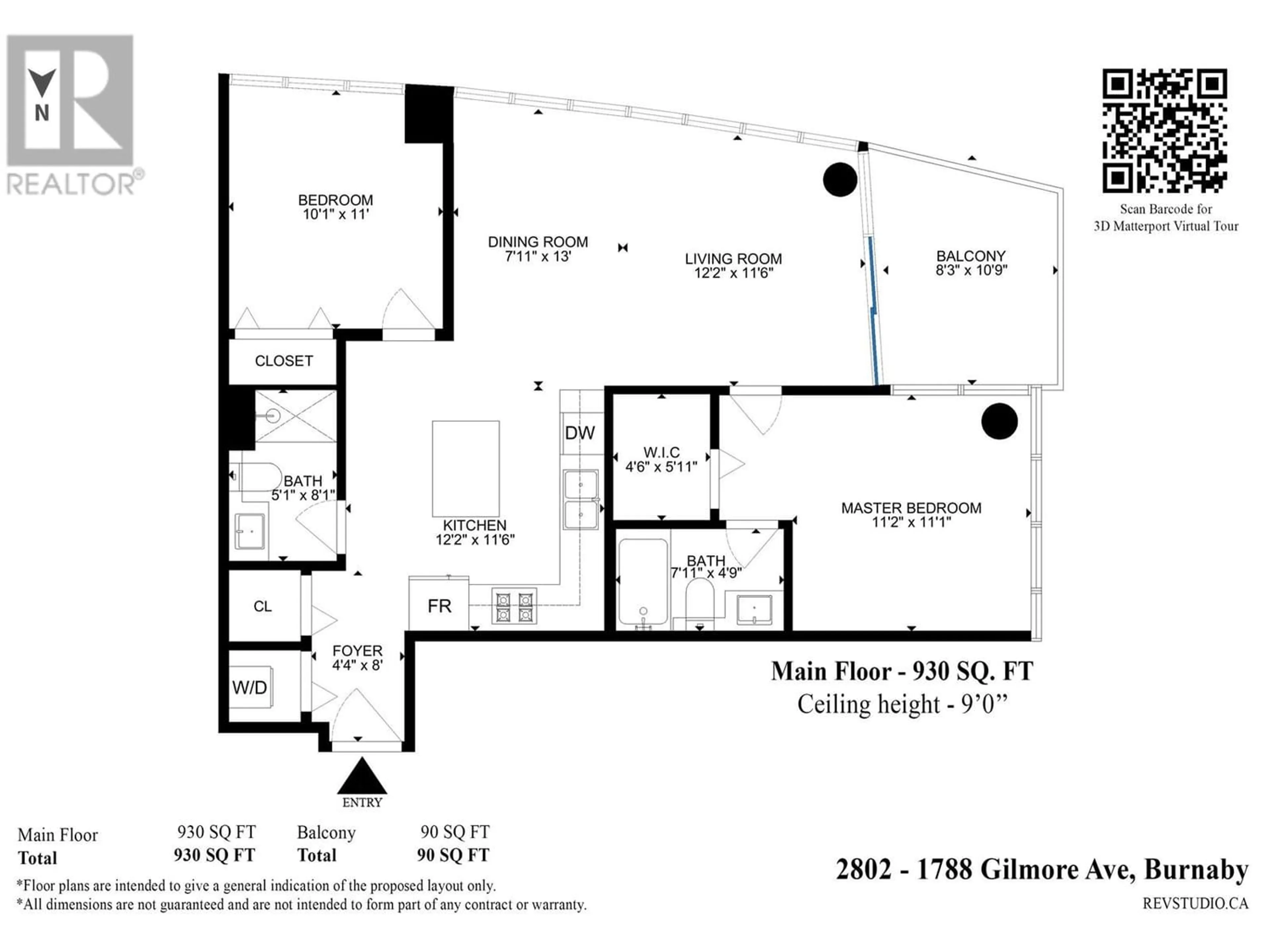 Floor plan for 2802 1788 GILMORE AVENUE, Burnaby British Columbia V5C0L5