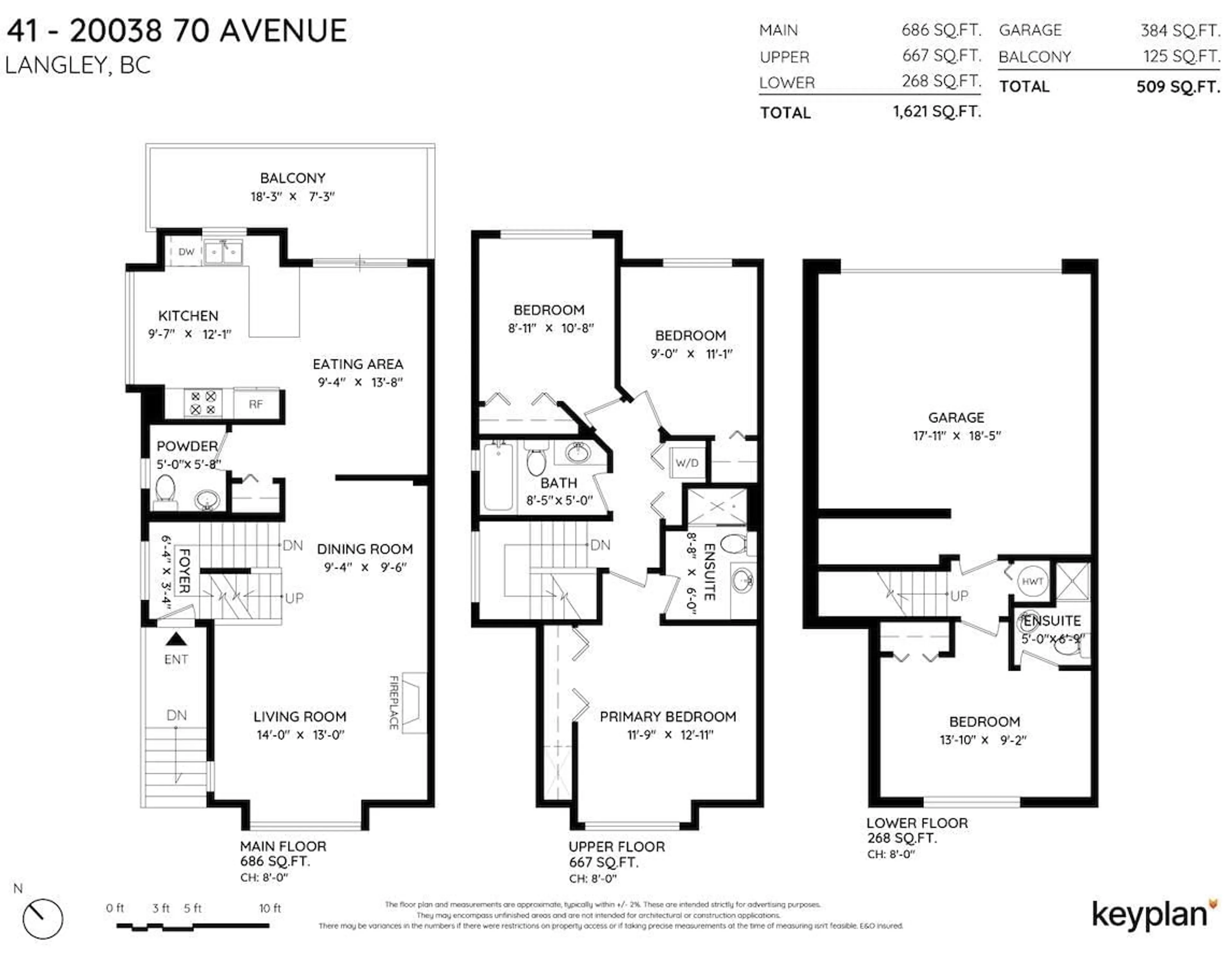 Floor plan for 41 20038 70 AVENUE, Langley British Columbia V2Y0B4