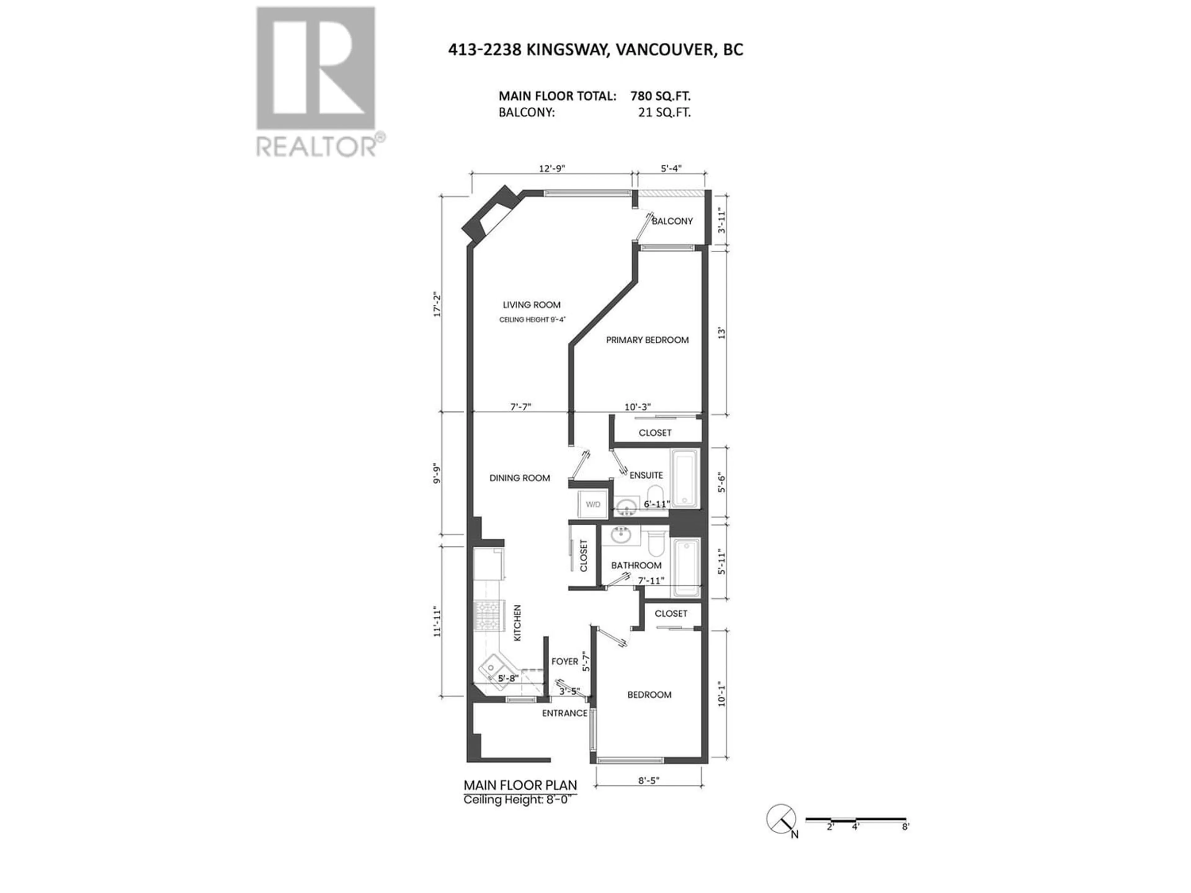 Floor plan for 413 2238 KINGSWAY, Vancouver British Columbia V5N2T7