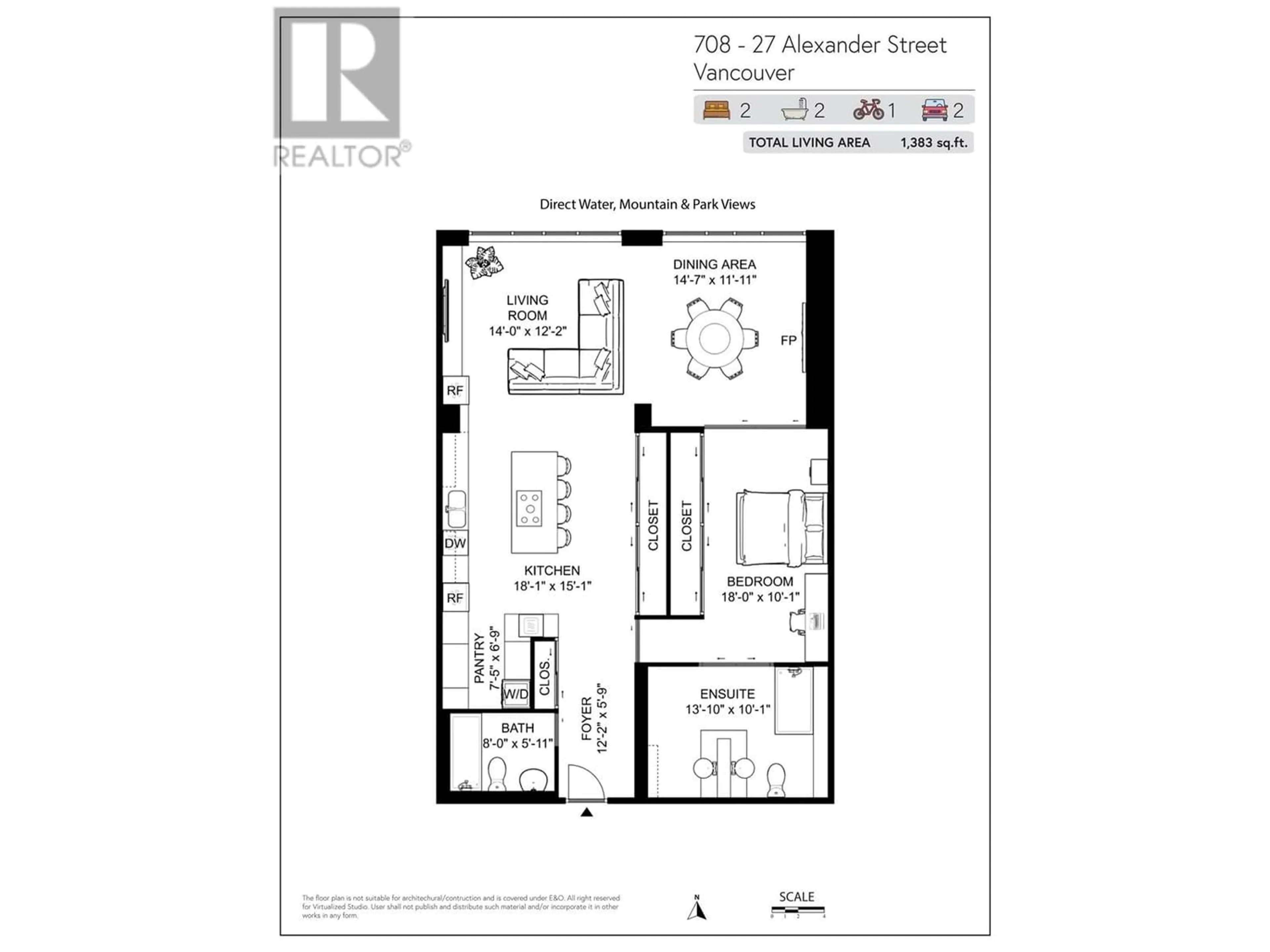 Floor plan for 708 27 ALEXANDER STREET, Vancouver British Columbia V6A1B2