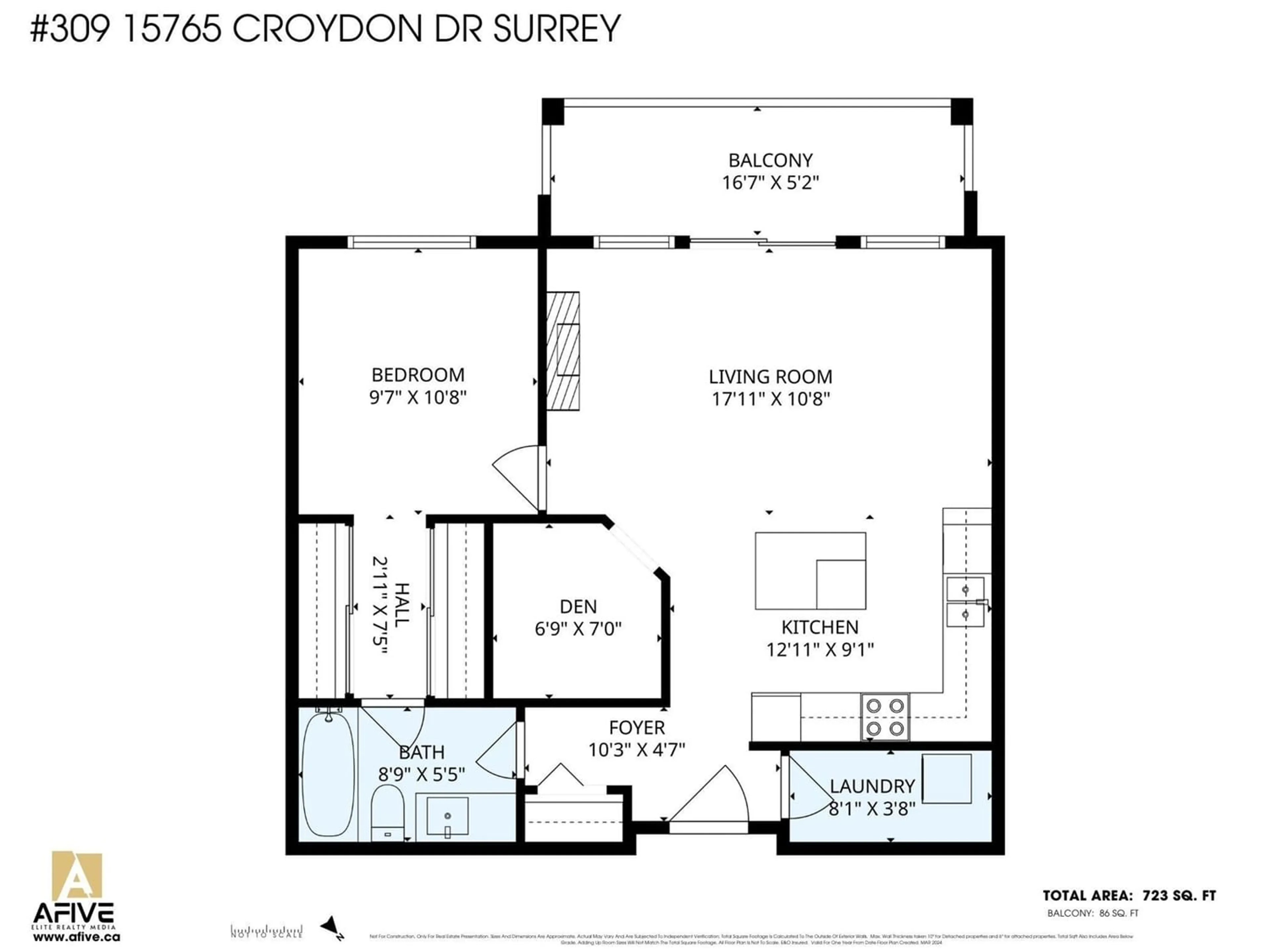 Floor plan for 309 15765 CROYDON DRIVE, Surrey British Columbia V3Z2L6