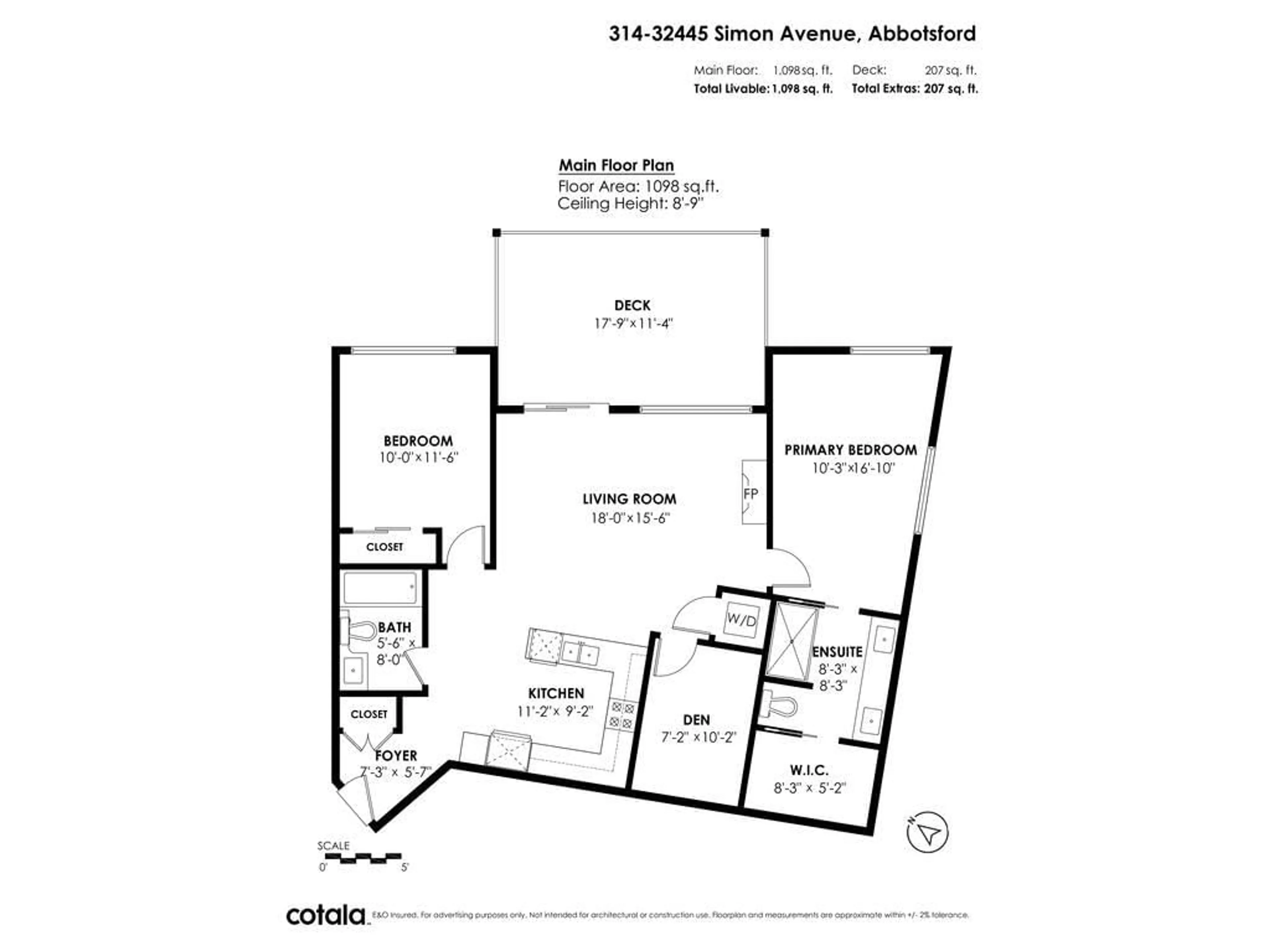 Floor plan for 314 32445 SIMON AVENUE, Abbotsford British Columbia V2T0G7