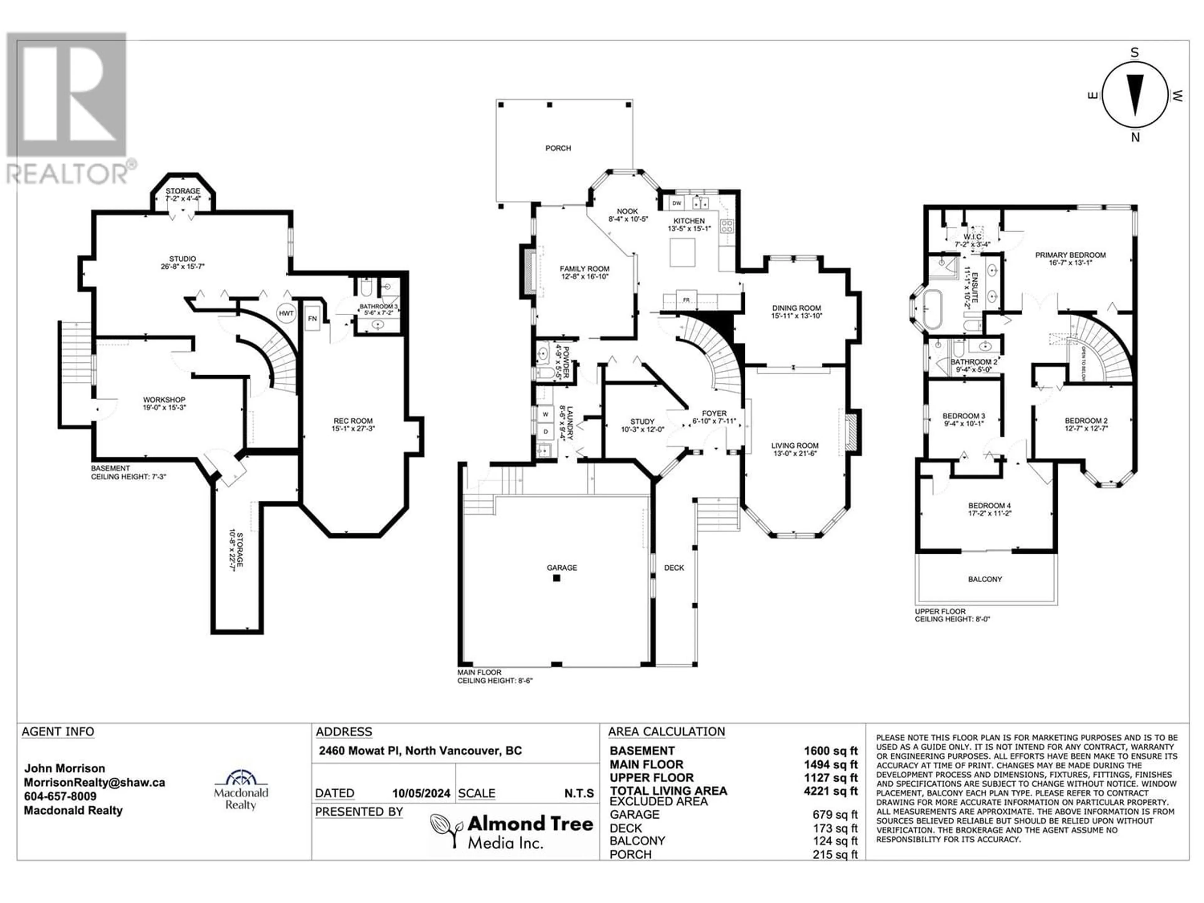 Floor plan for 2460 MOWAT PLACE, North Vancouver British Columbia V7H2X1