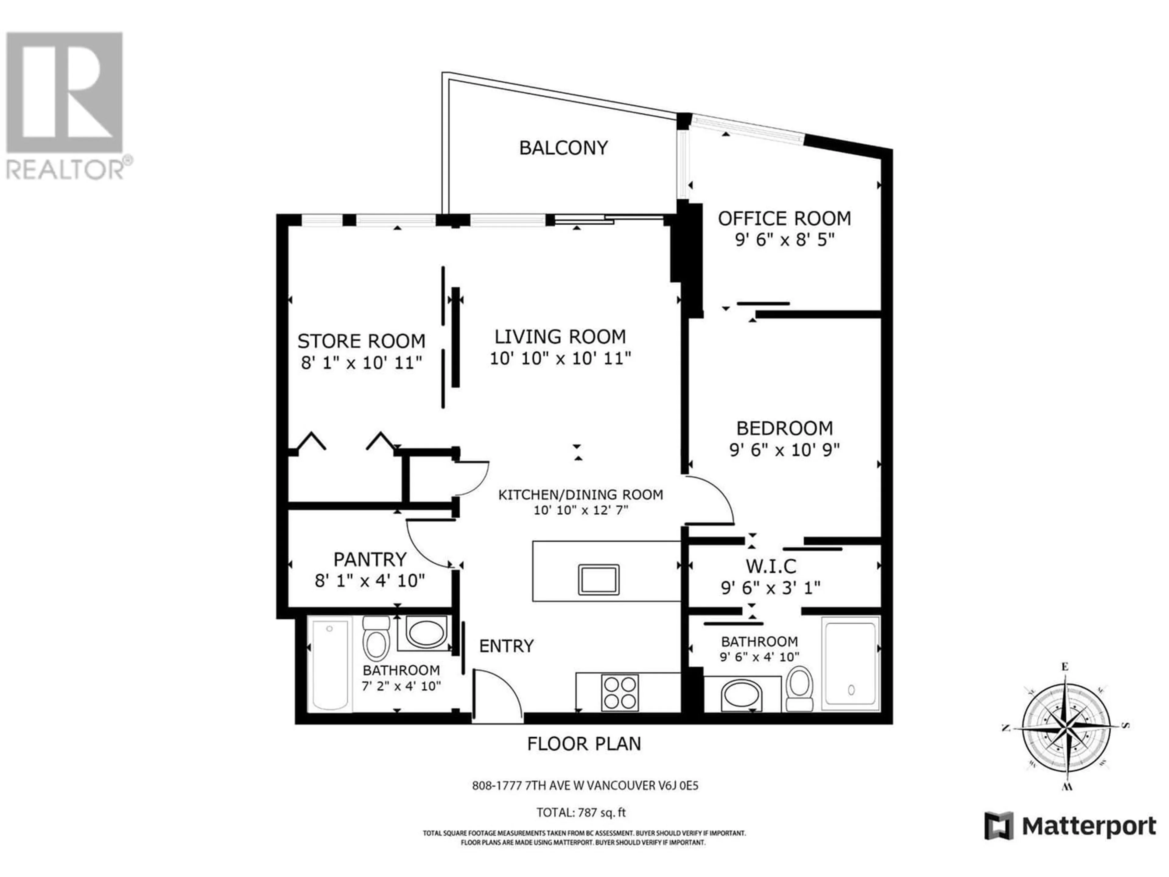 Floor plan for 808 1777 W 7TH AVENUE, Vancouver British Columbia V6J0E5