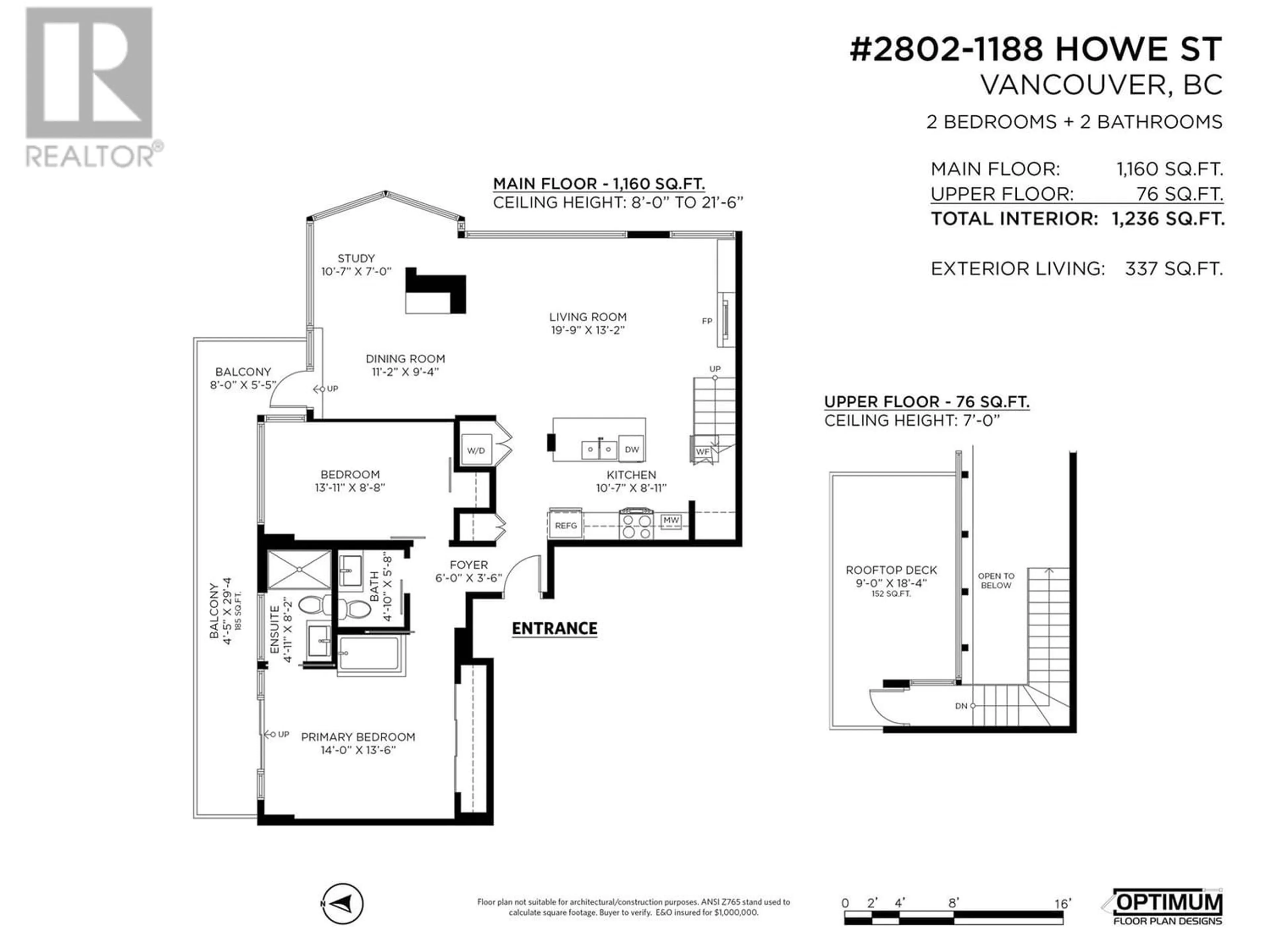 Floor plan for 2802 1188 HOWE STREET, Vancouver British Columbia V6Z2S8