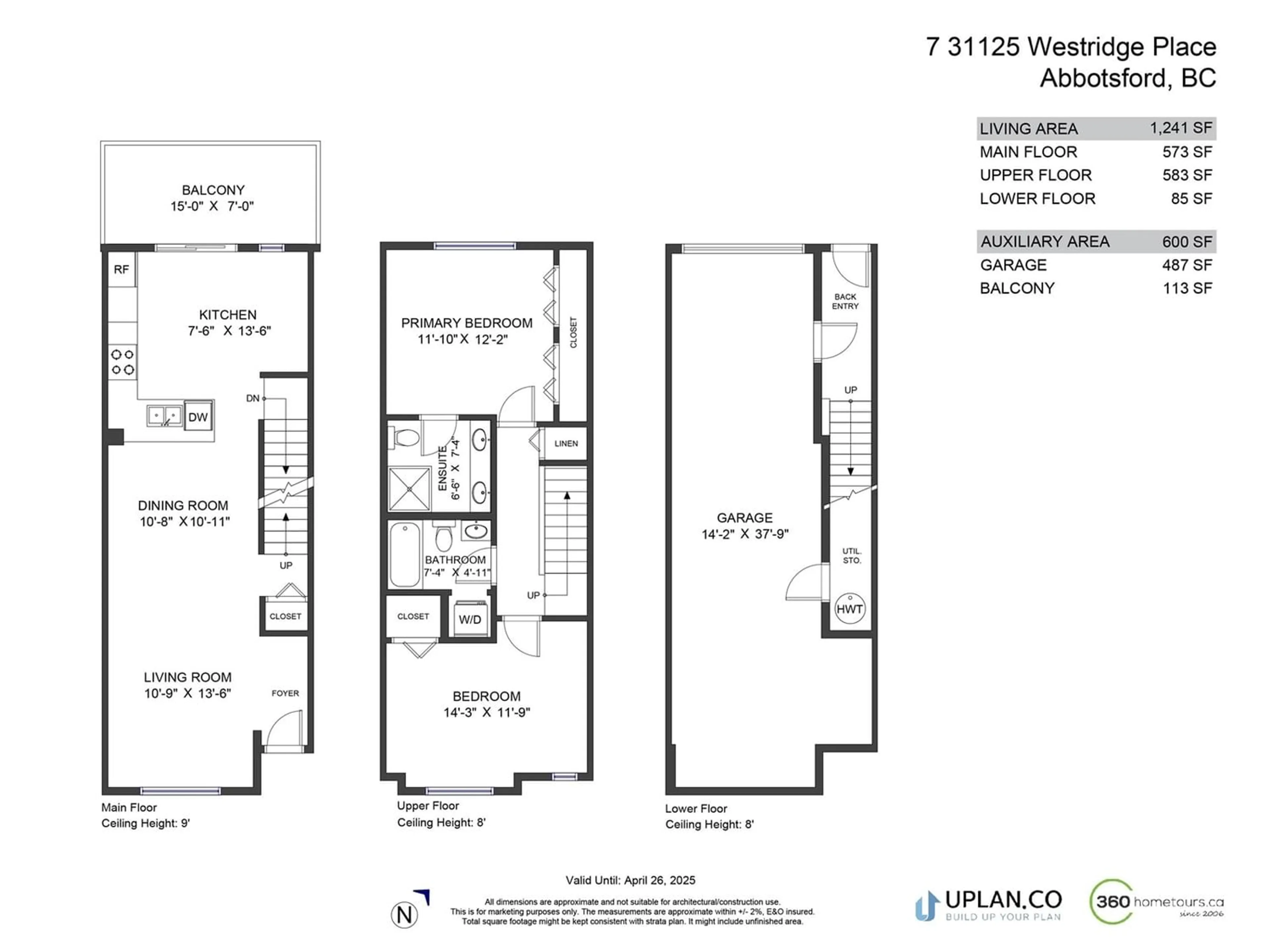Floor plan for 7 31125 WESTRIDGE PLACE, Abbotsford British Columbia V2T0B9