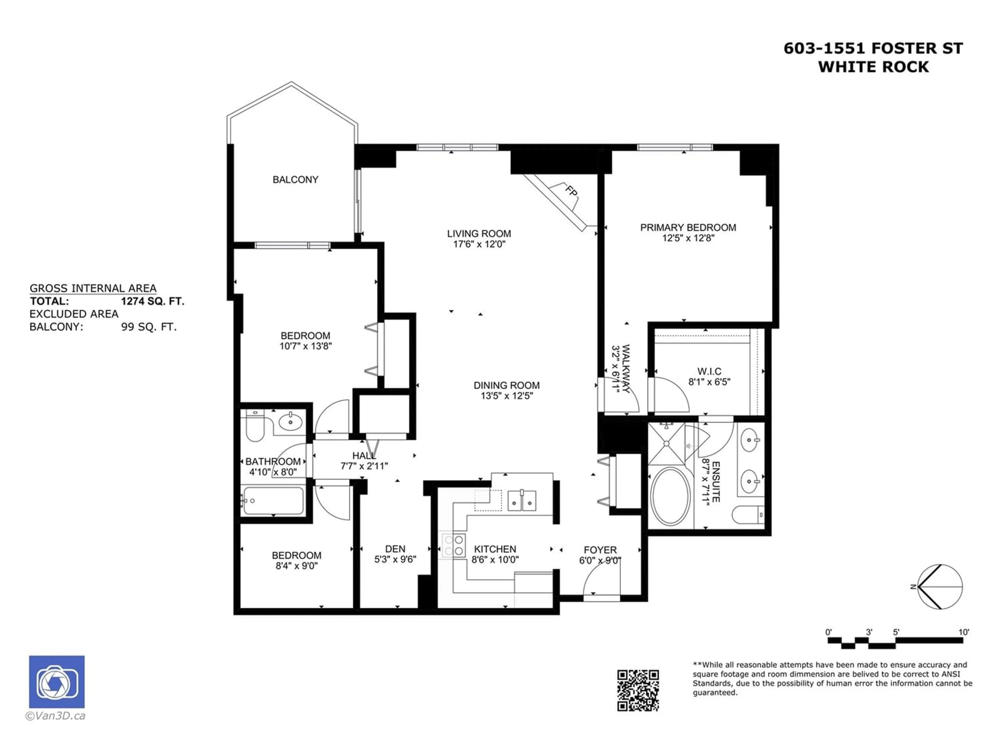 Floor plan for 603 1551 FOSTER STREET, White Rock British Columbia V4B5M1