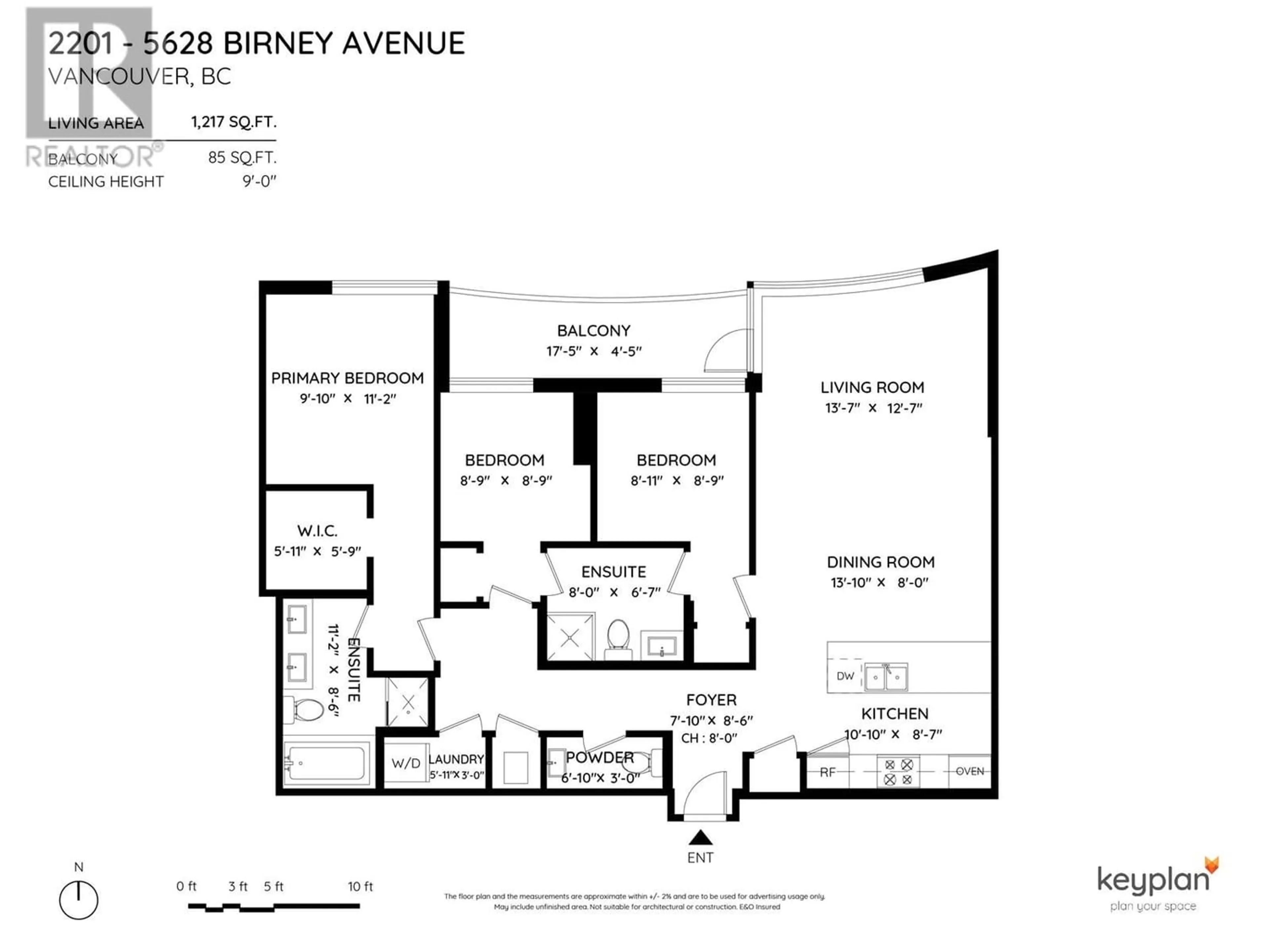 Floor plan for 2201 5628 BIRNEY AVENUE, Vancouver British Columbia V6S0H7