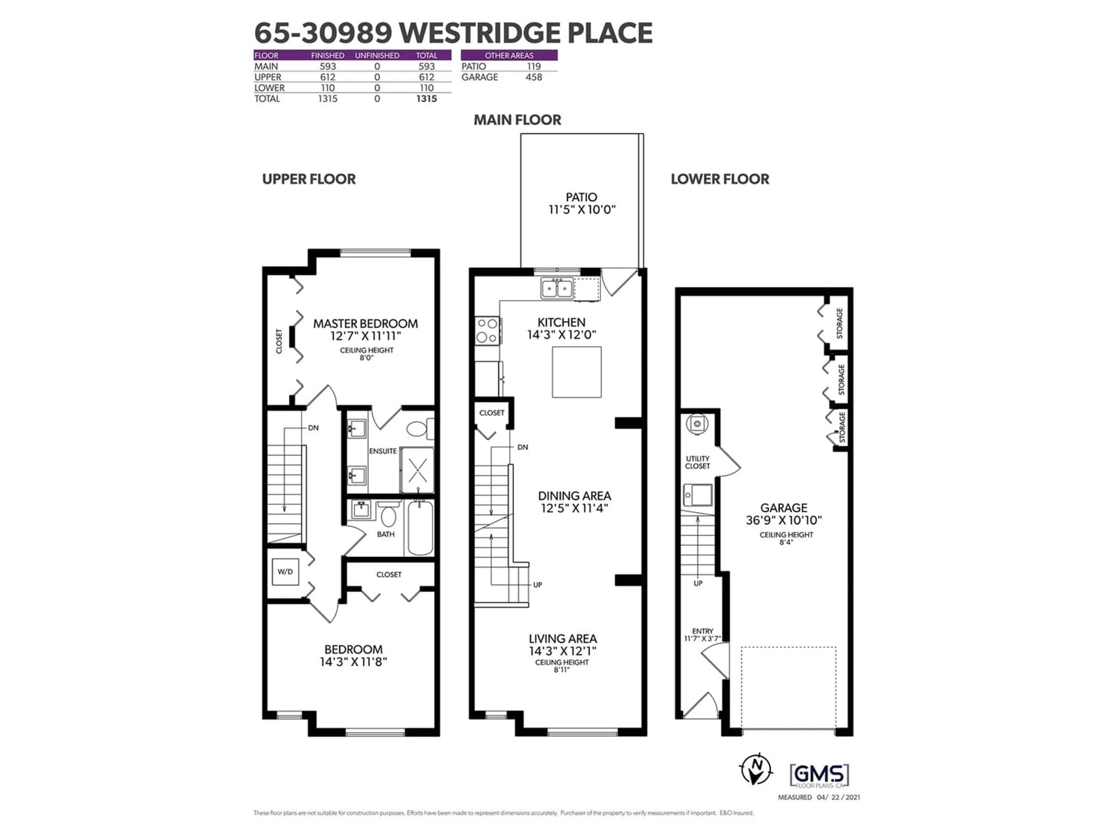 Floor plan for 65 30989 WESTRIDGE PLACE, Abbotsford British Columbia V2T0E7