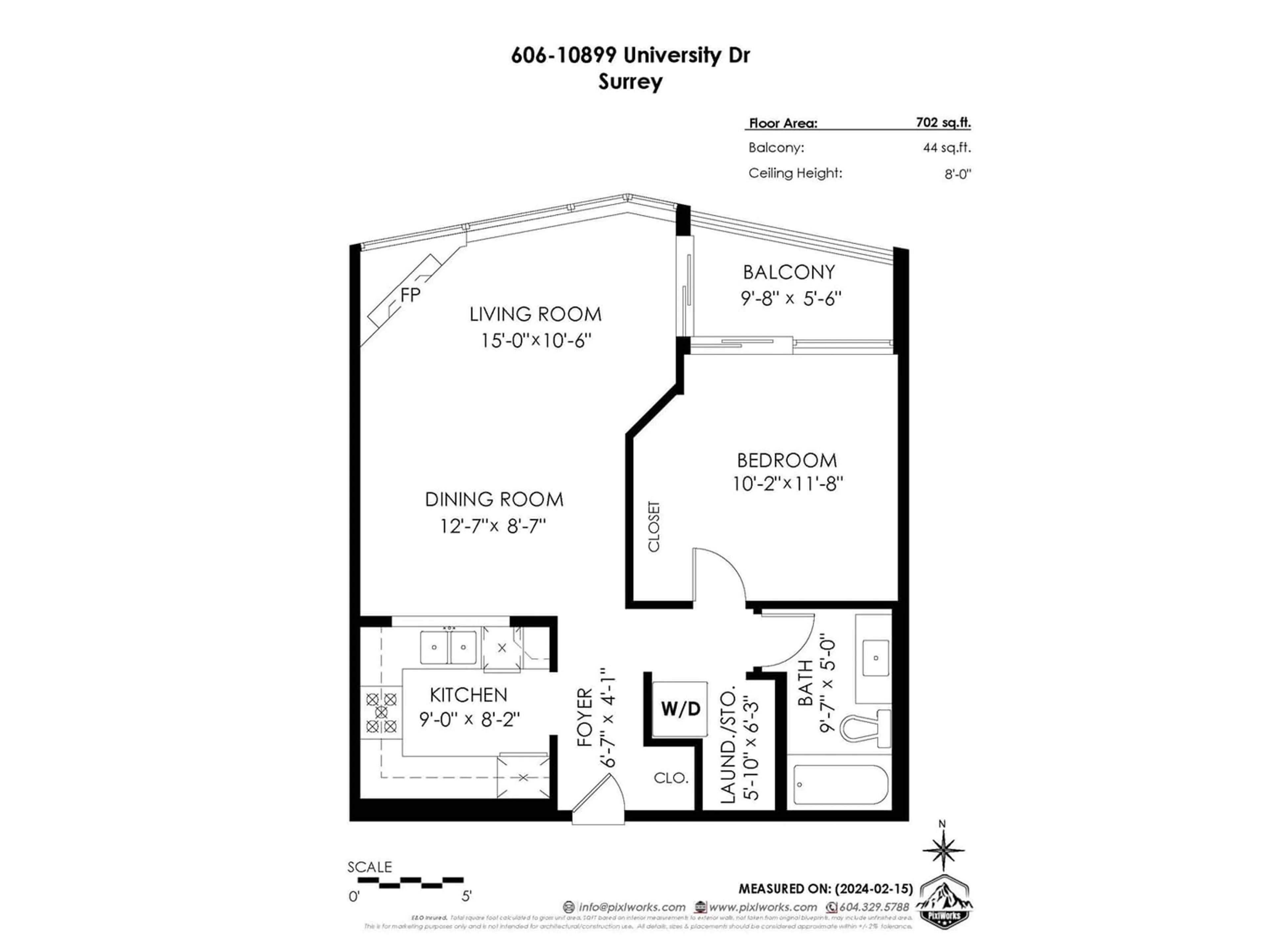 Floor plan for 606 10899 UNIVERSITY DRIVE, Surrey British Columbia V3T5V2