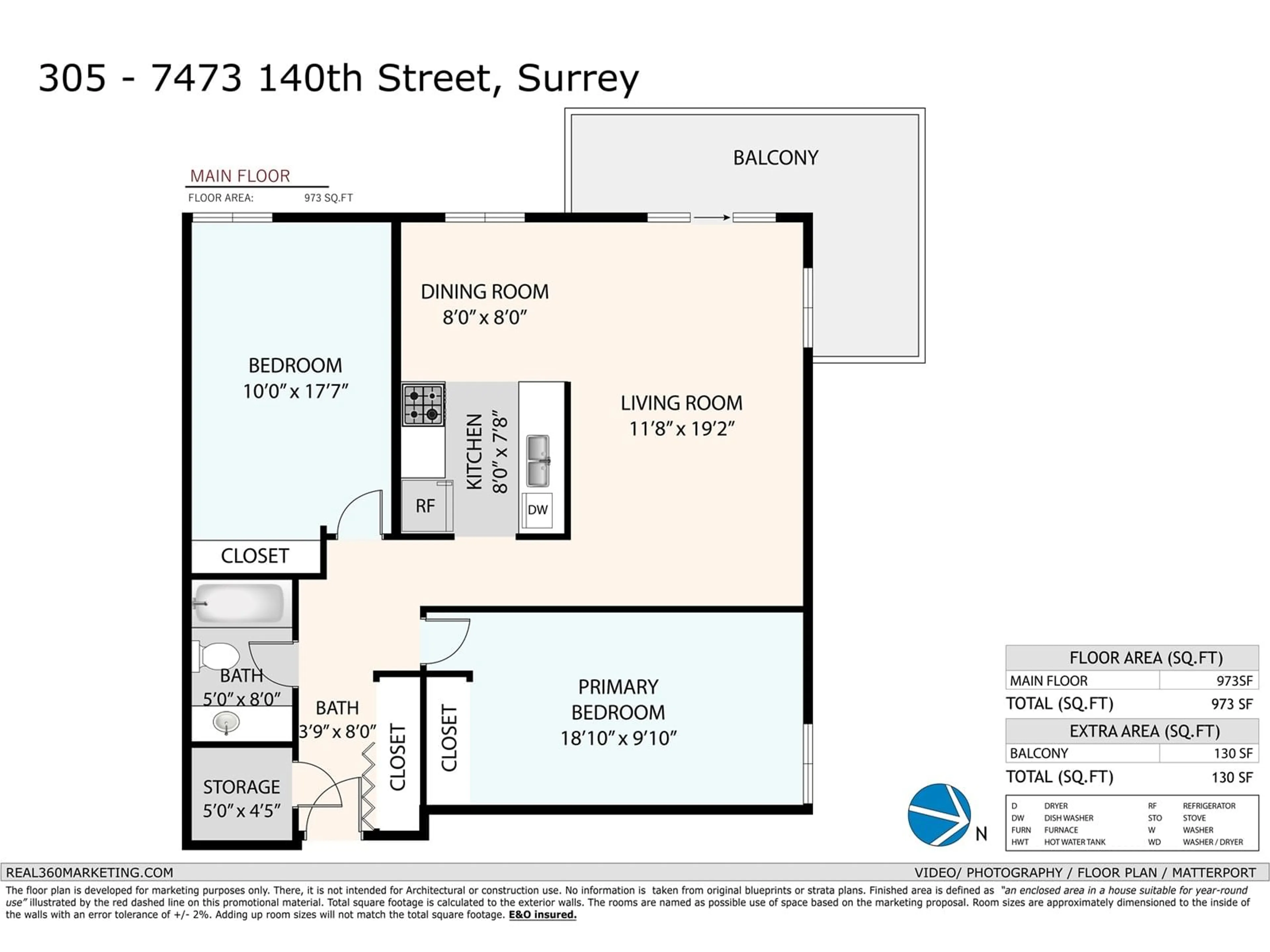 Floor plan for 305 7473 140 STREET, Surrey British Columbia V3W6G5